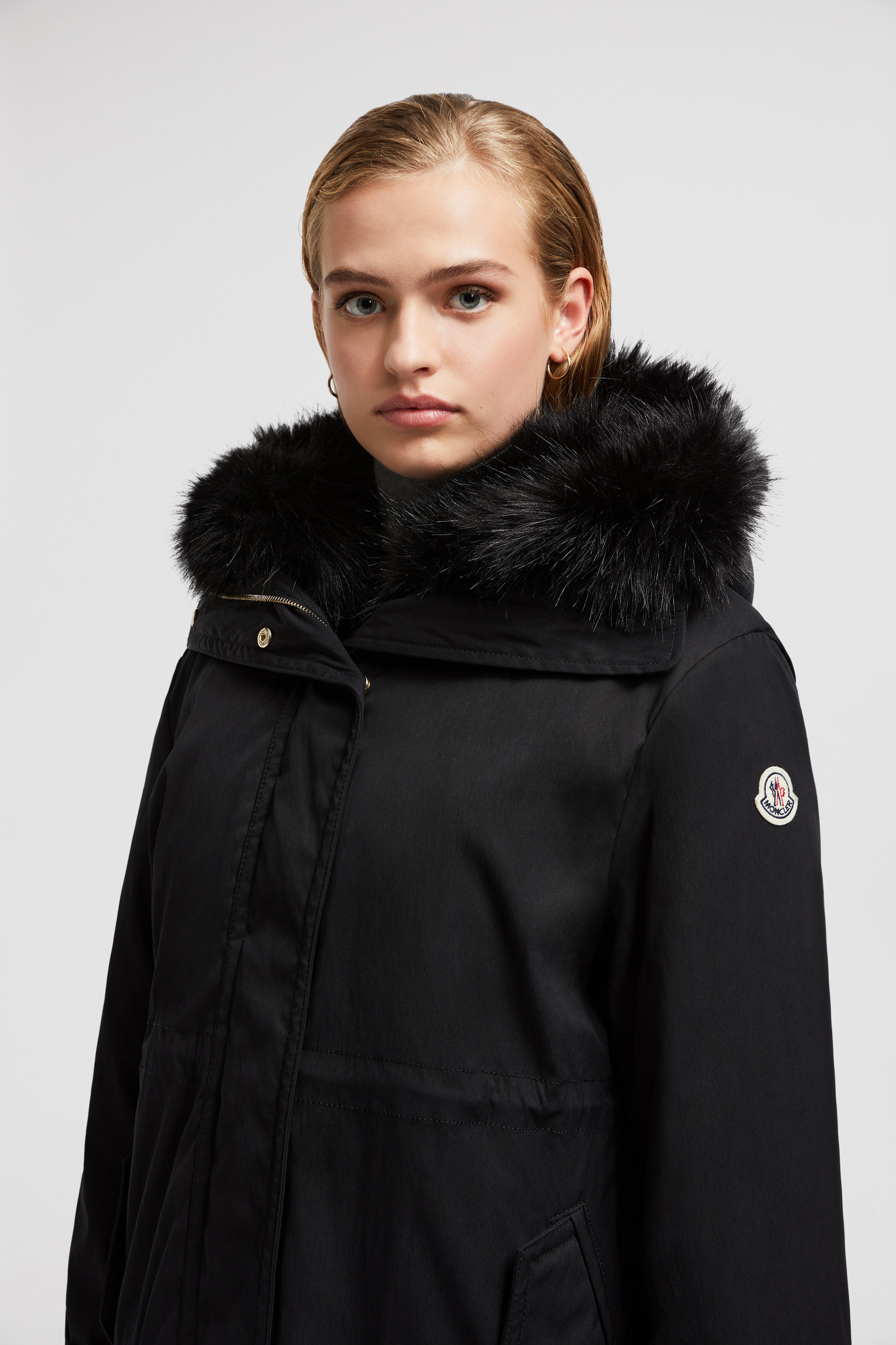 Black Bresis Hooded Parka Coat - Long Down Jackets for Women