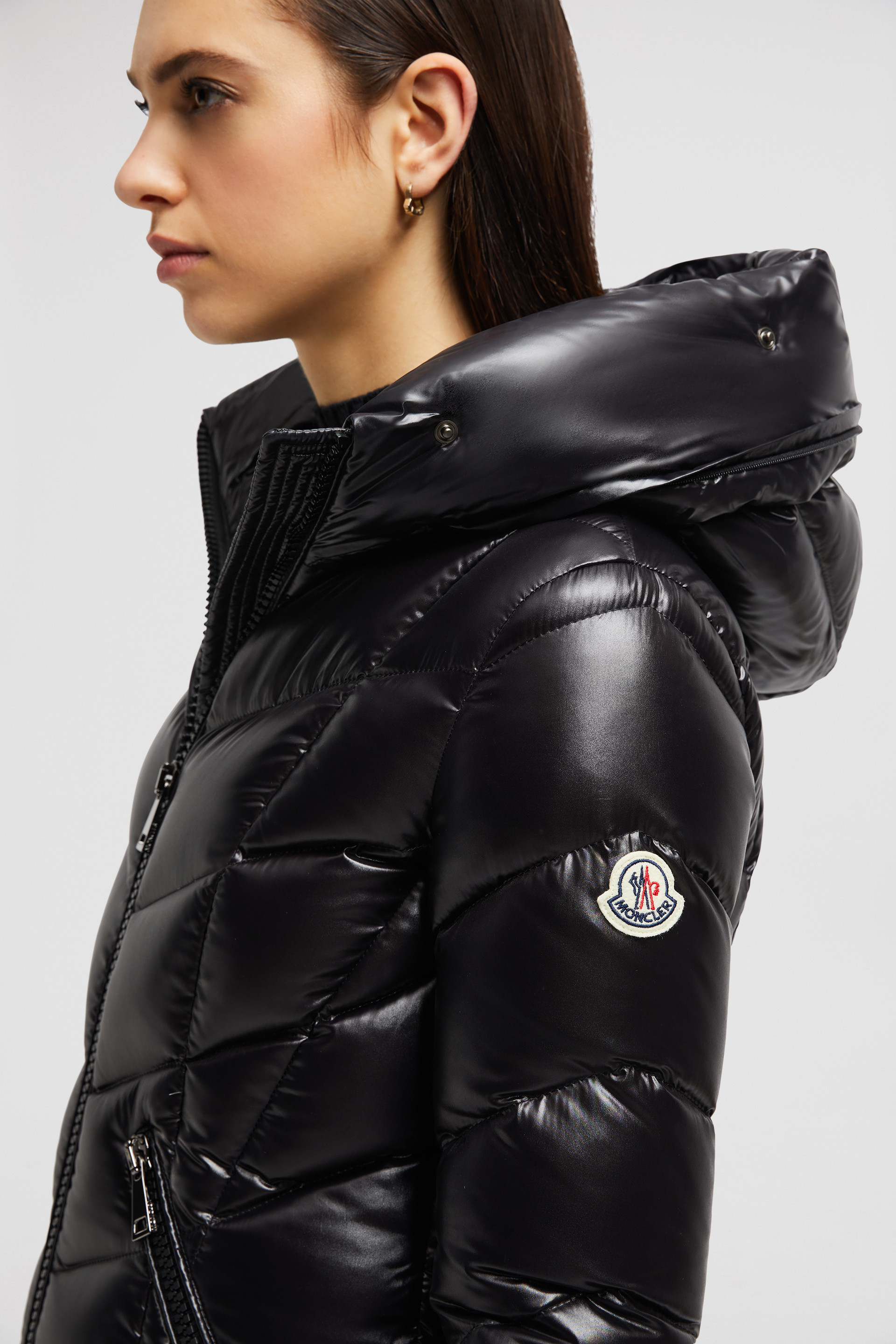 Black shiny moncler jacket womens online