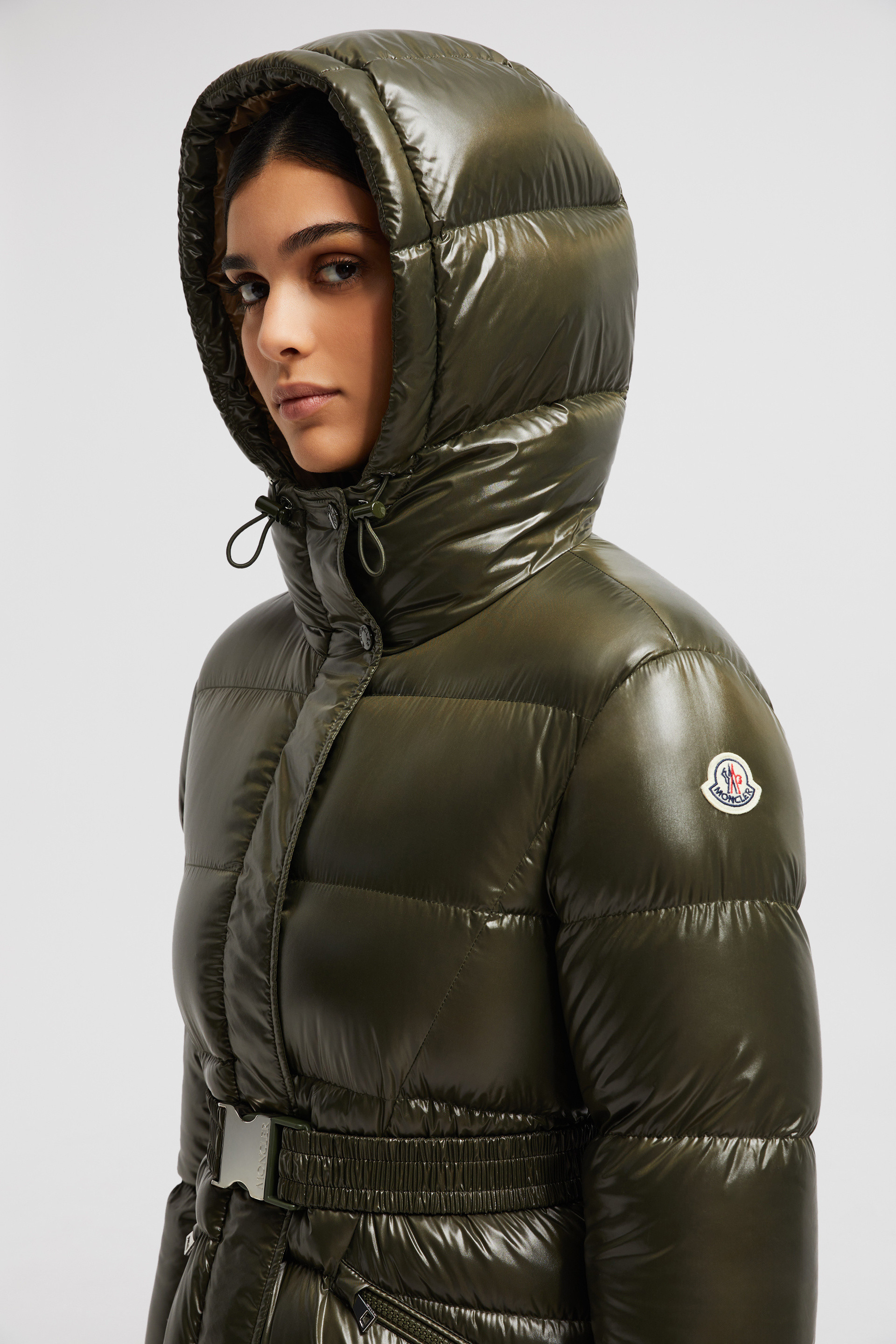 Dark Green Bellevue Long Down Jacket - Long Down Jackets for Women | Moncler  HK