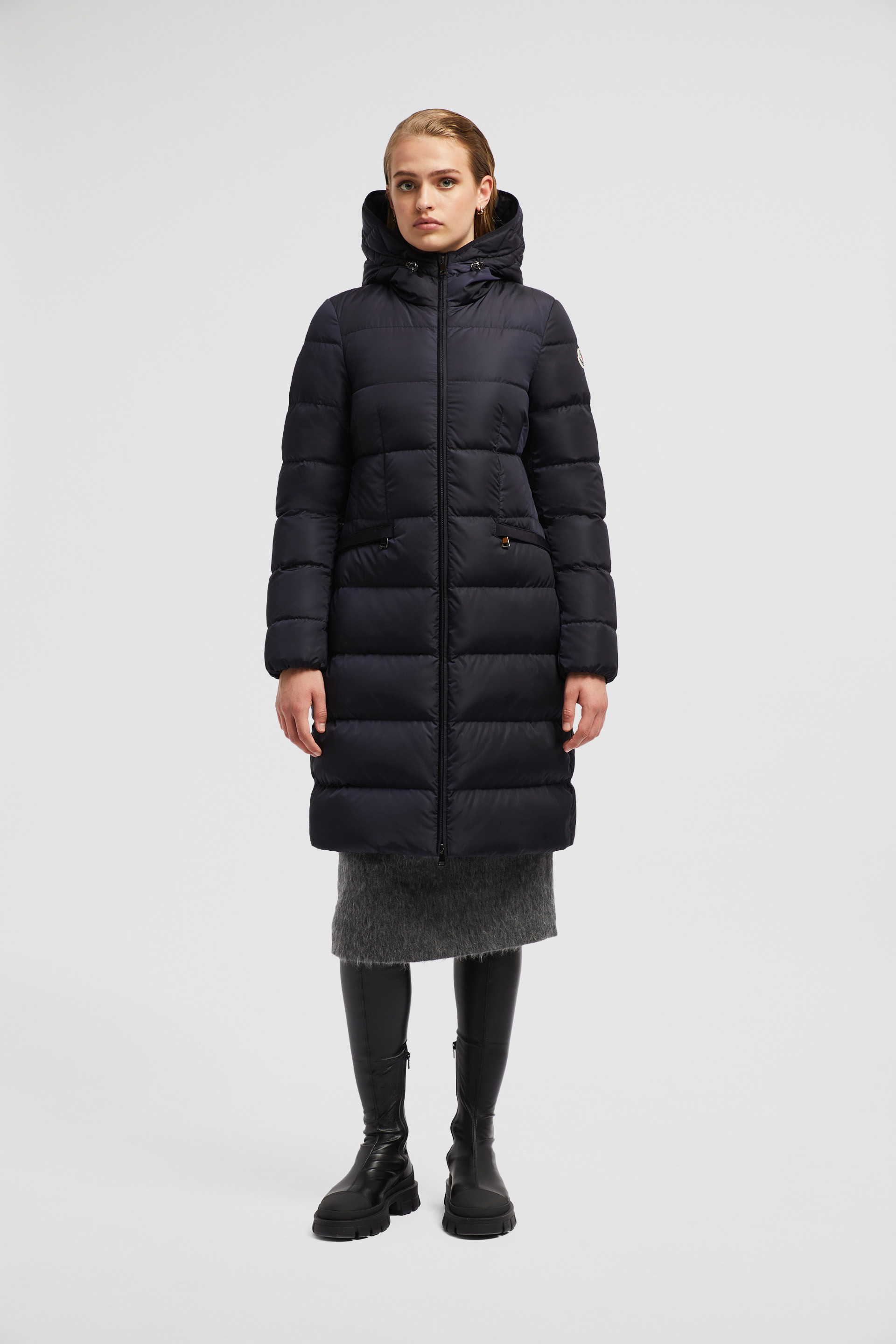 Doudoune longue Avocette a capuche Bleu Nuit Doudounes longues Femme Moncler FR