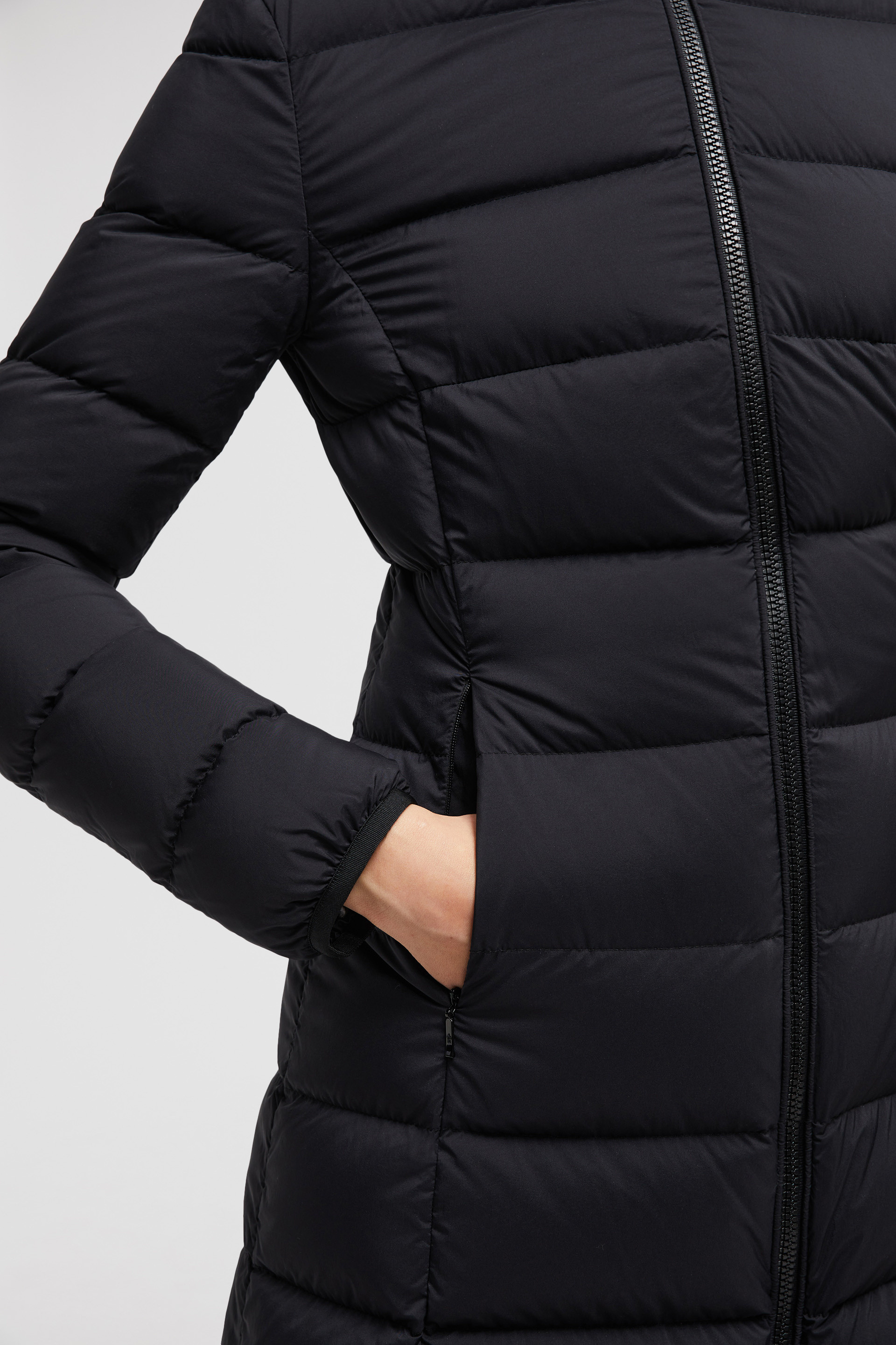 Black Gie Hooded Long Down Jacket - Long Down Jackets for Women | Moncler US