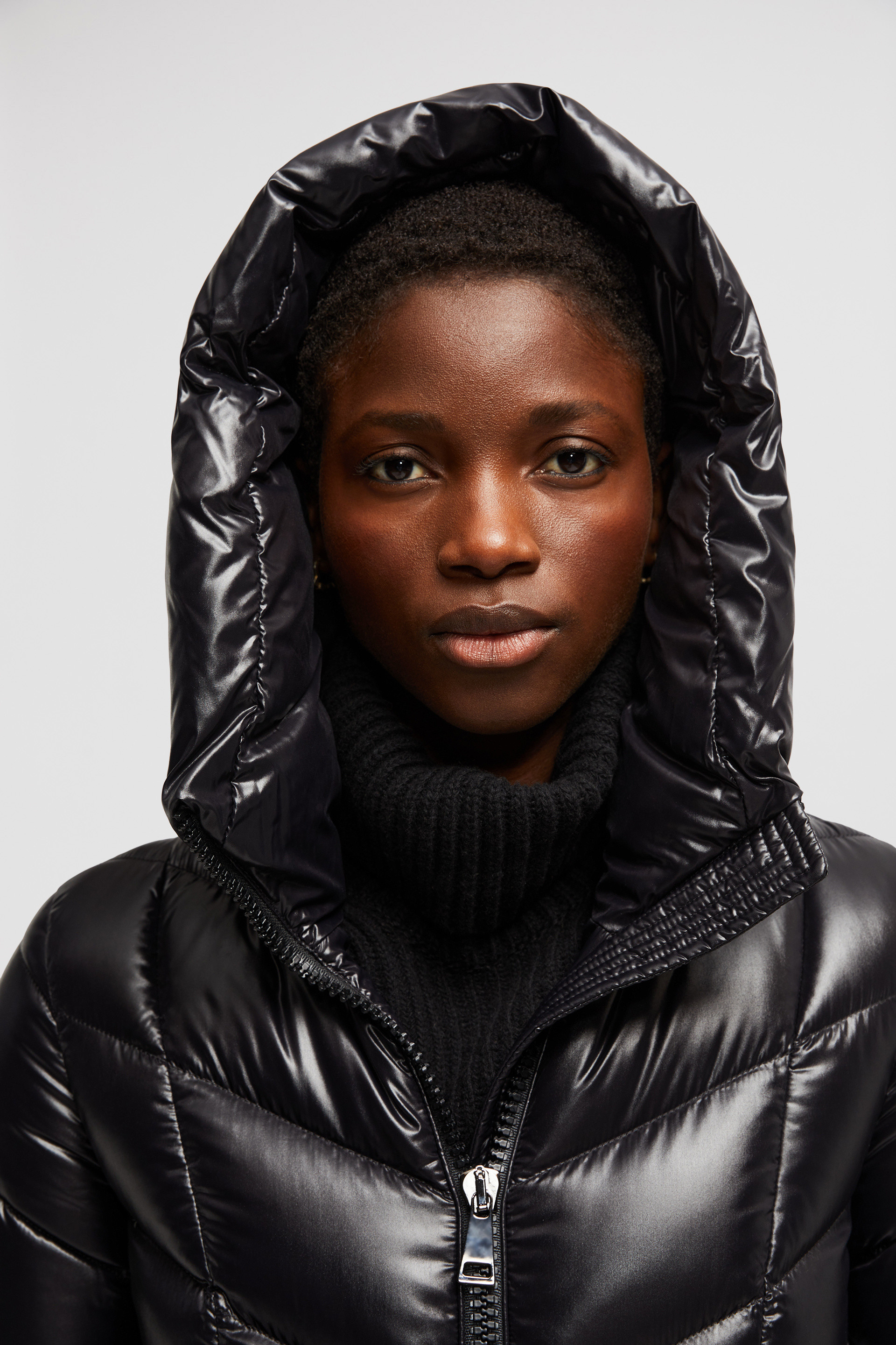 Black Marus Hooded Diamond Quilted Long Down Jacket Long Down Jackets for Women Moncler US