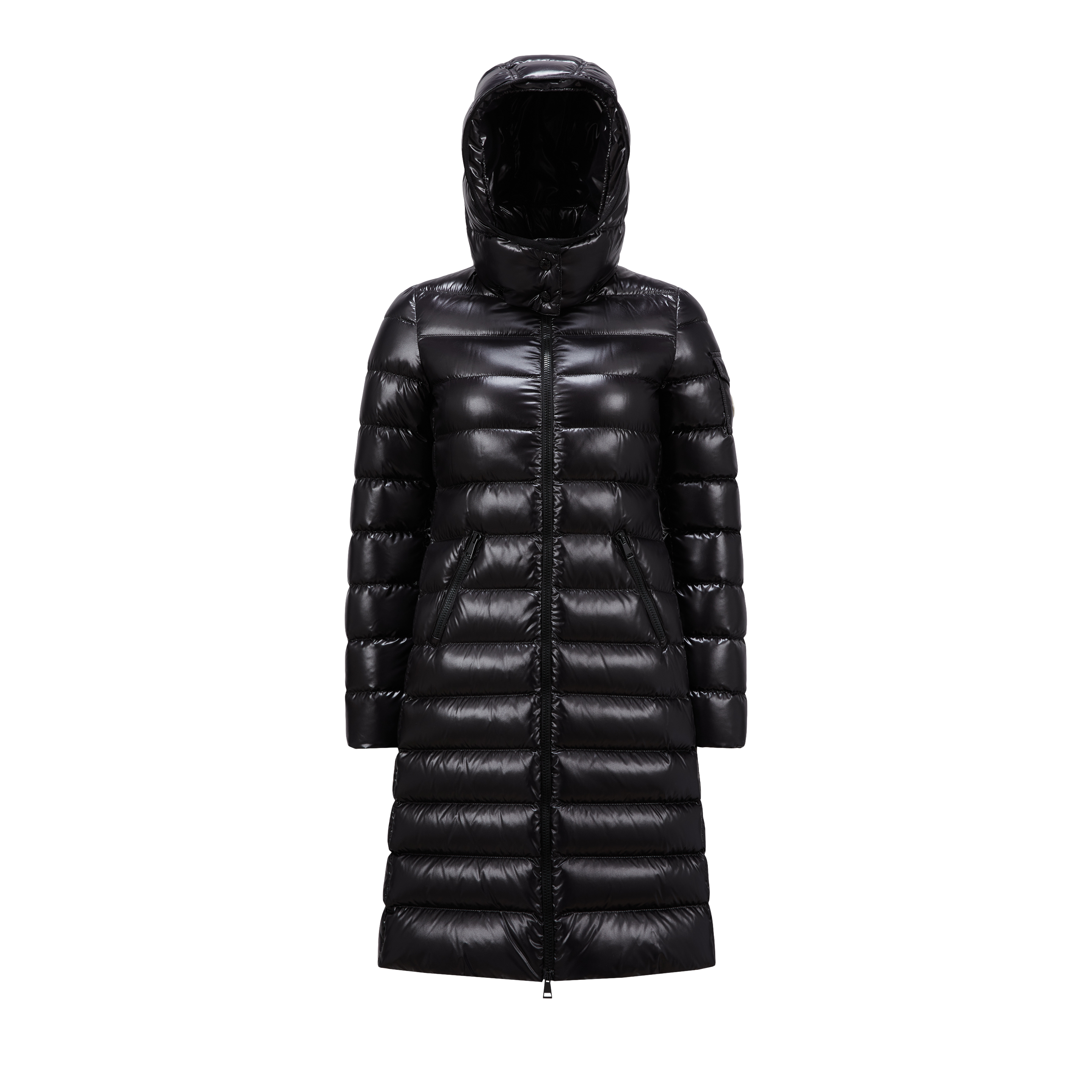 Shop Moncler Collection Moka Long Down Jacket, Women, Black, Size: 5