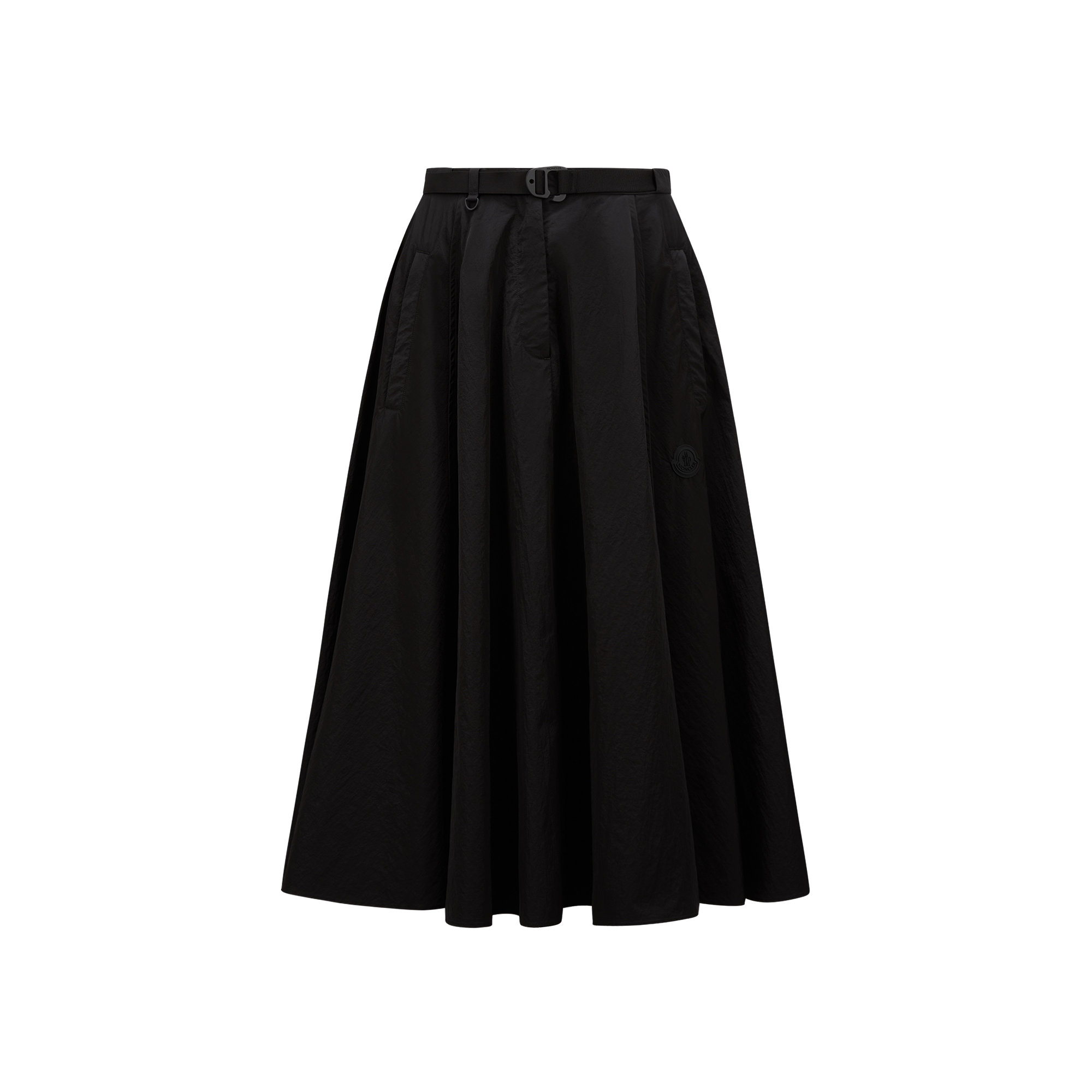 Shop Moncler Collection Nylon Midi Skirt, Women, Black, Size: 38