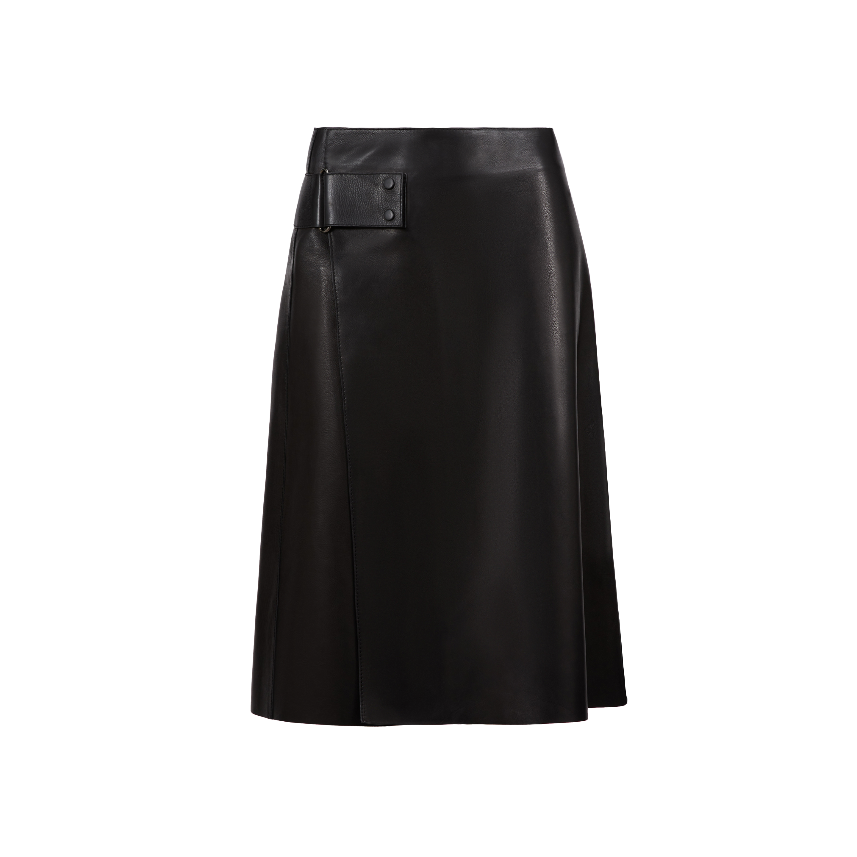 Shop Moncler Collection Jupe Midi En Cuir In Noir