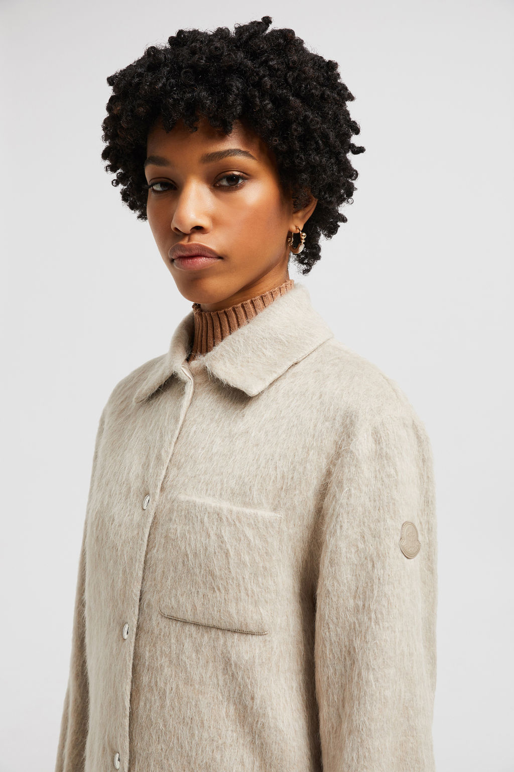 Mohair half button up top / charcoal main image 0
