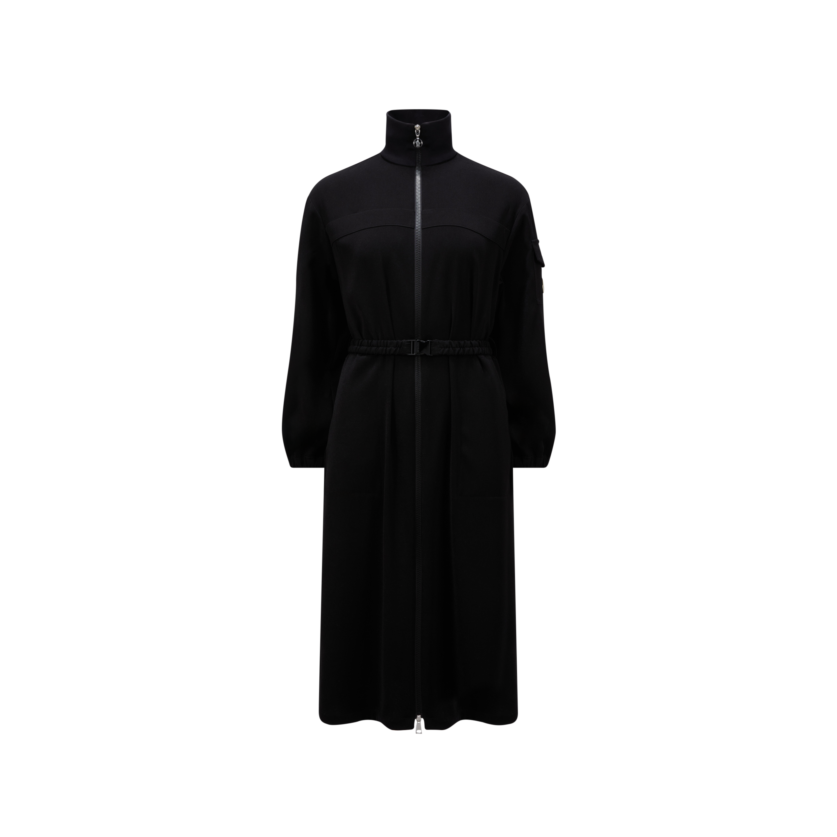 Shop Moncler Collection Robe Midi En Satin In Black