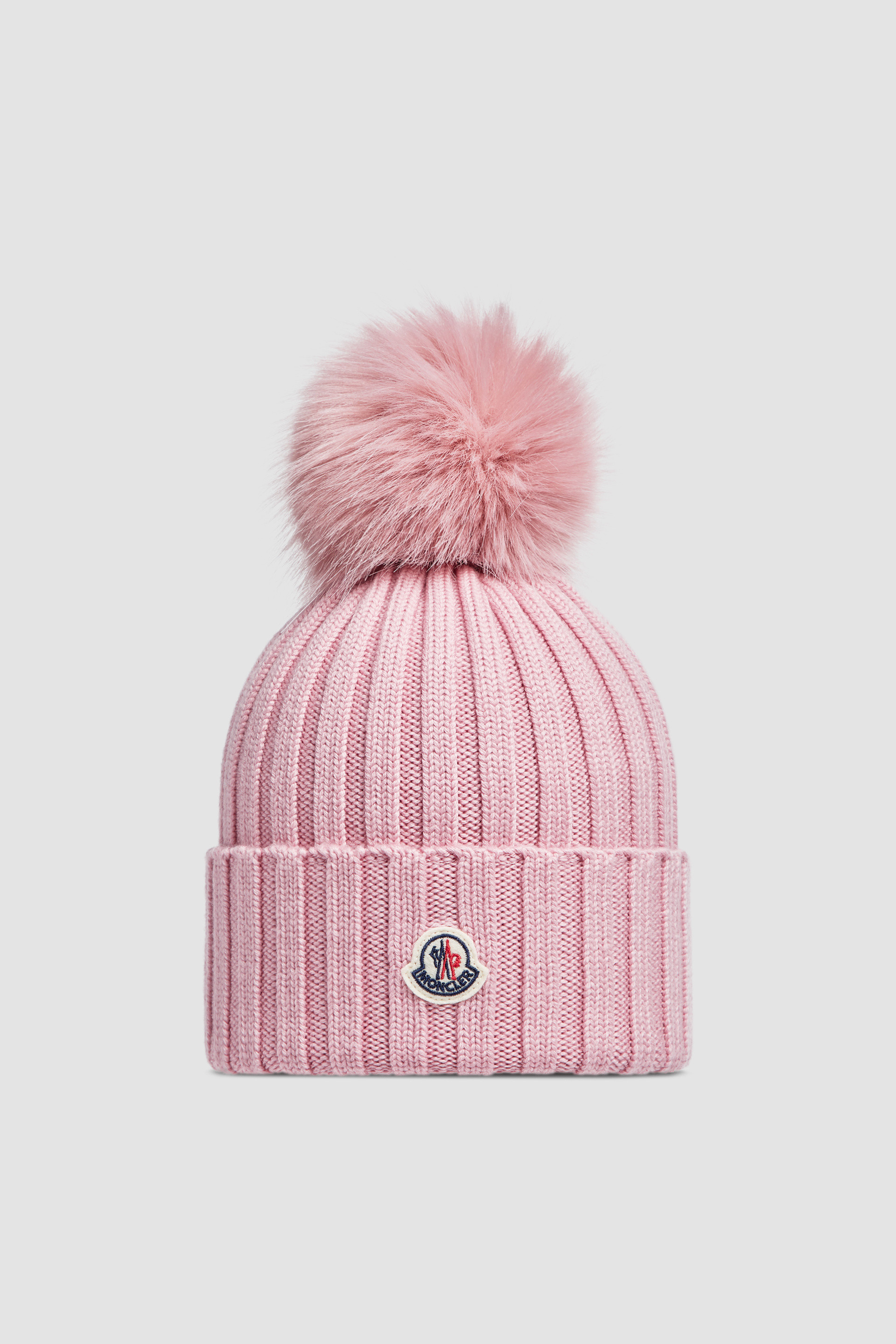 Mutze aus Wolle mit Bommel Hellpink Mutzen Beanies fur Damen Moncler DE