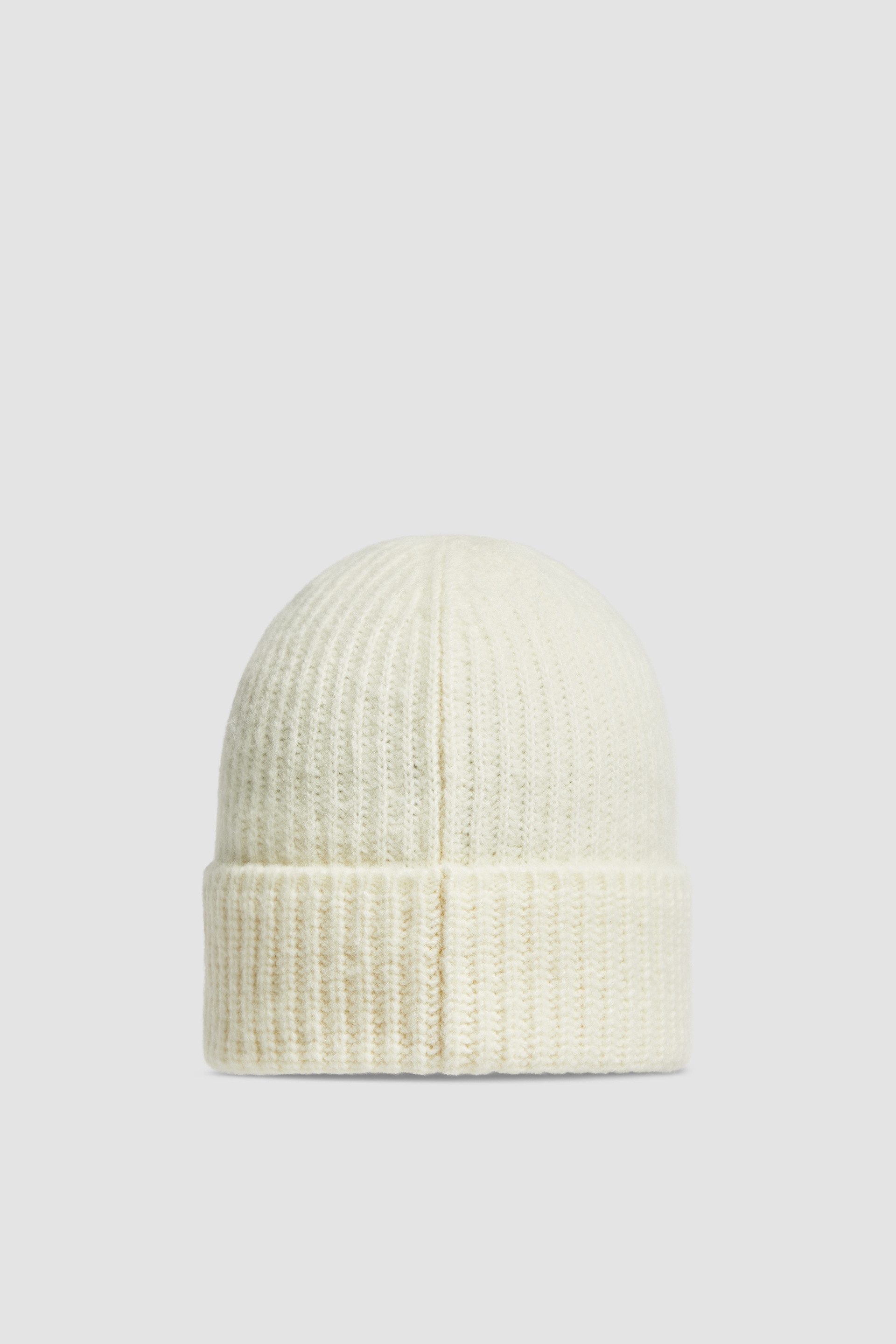 Moncler Off White Berretto Tricot shops 100% Wool Logo Beanie Hat