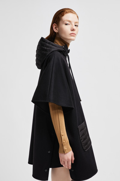 Black Hooded Wool Cape - Capes for Women | Moncler US