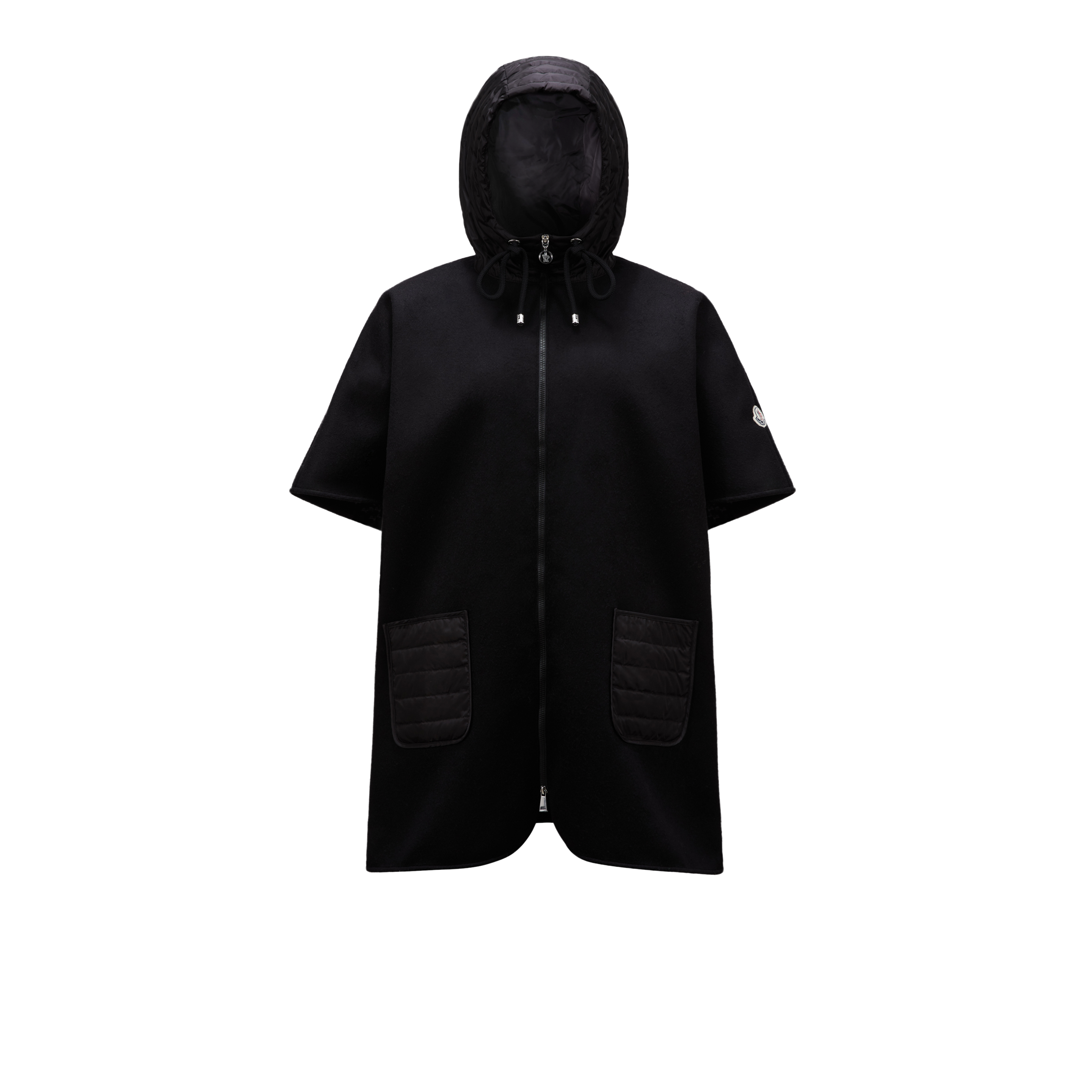 Shop Moncler Collection Cape À Capuche En Duvet In Black