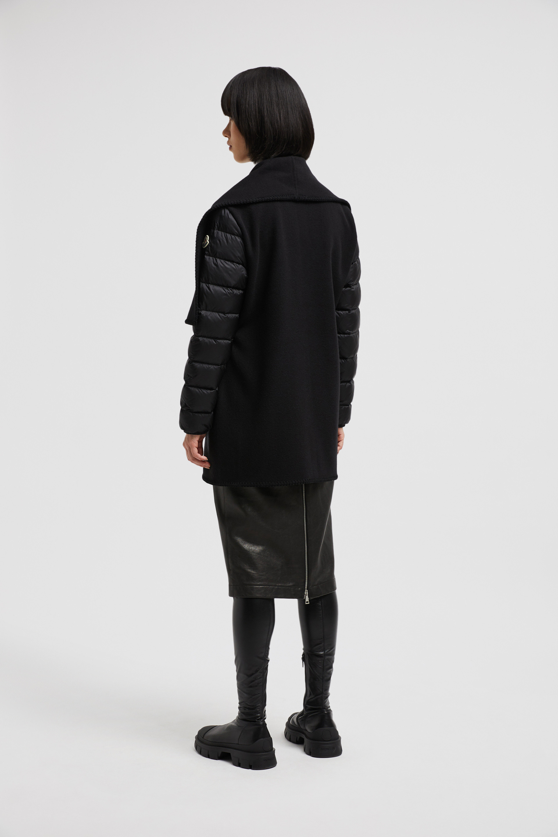 Black Wool Blend Down Cape Capes for Women Moncler US