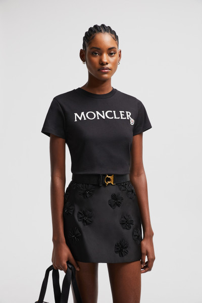 Black Embroidered Logo Cotton T-Shirt - Tops & T-shirts for Women | Moncler  US