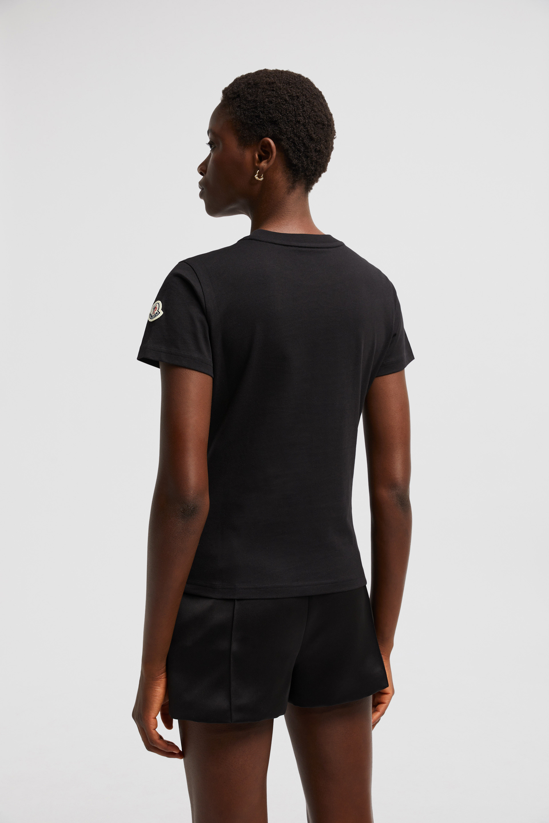 Tシャツ・カットソー Moncler Beaded Logo T-Shirt Black Beaded Logo Cotton T-Shirt - Tops & T-Shirts for Women
