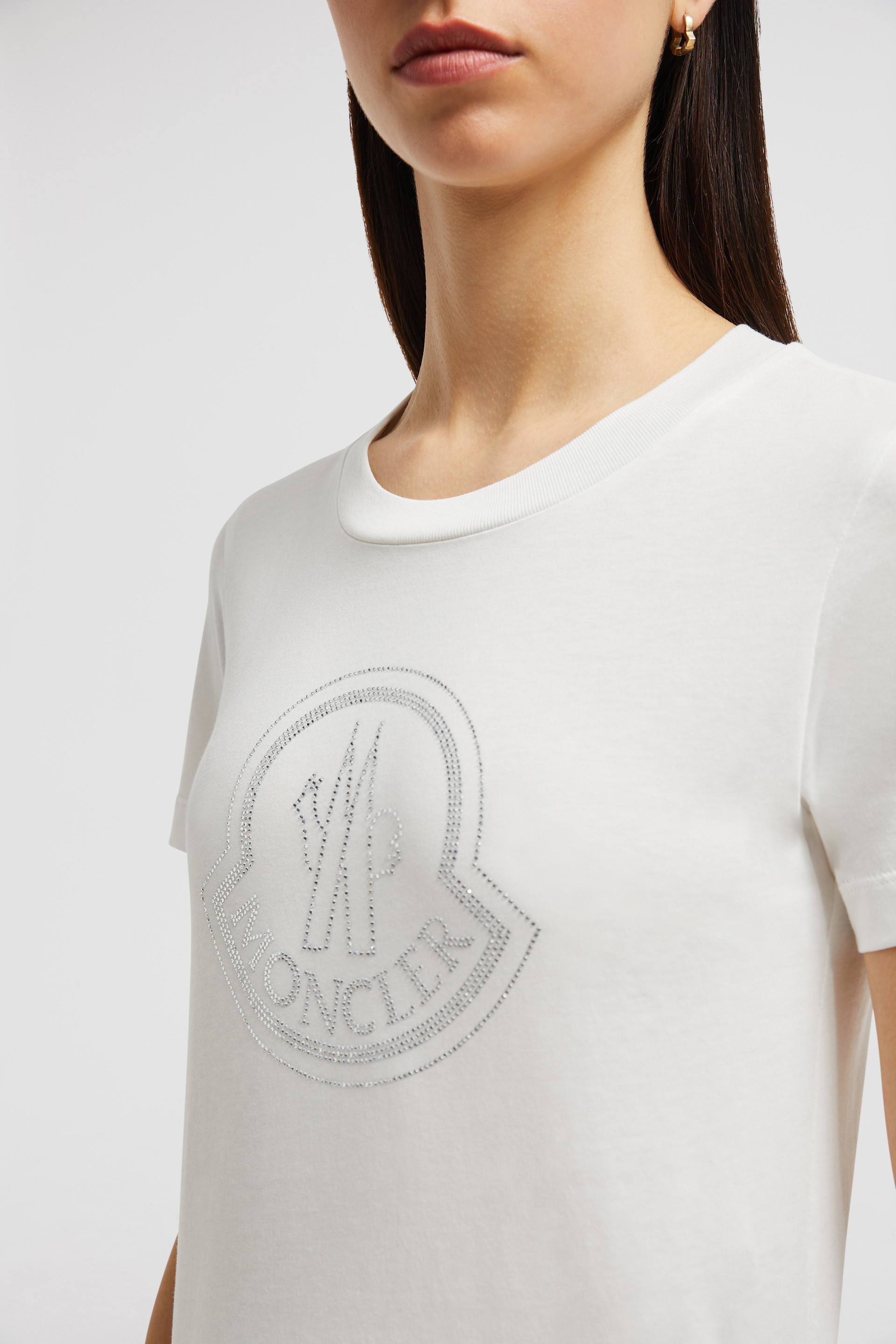 Off White Crystal Logo Cotton T-Shirt - Tops & T-shirts for Women 