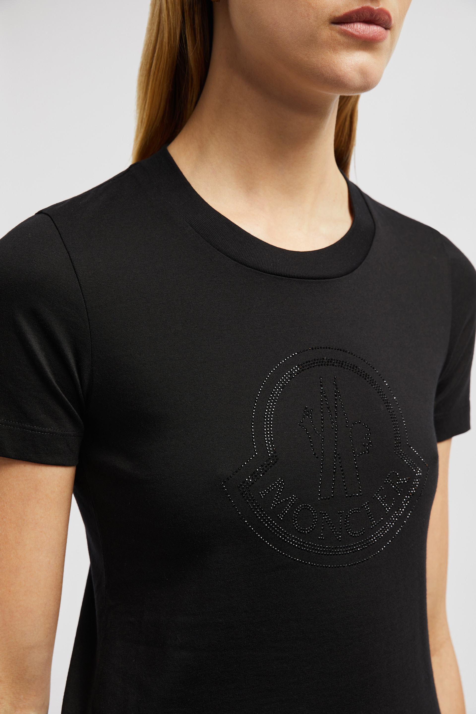 Black Crystal Logo Cotton T-Shirt - Tops & T-shirts for