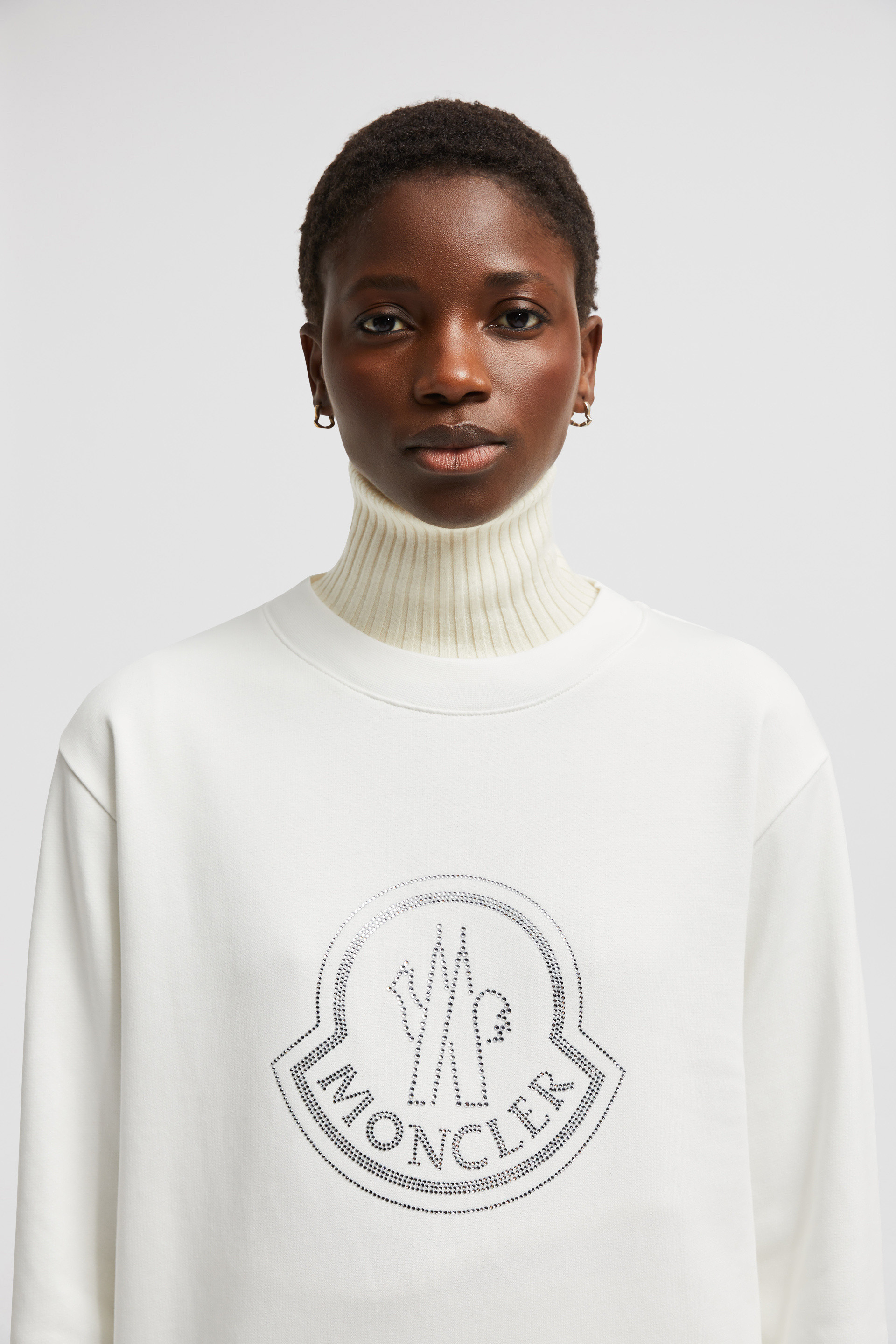 Off White Crystal Logo Cotton Sweatshirt Sweatshirts for Women Moncler SG