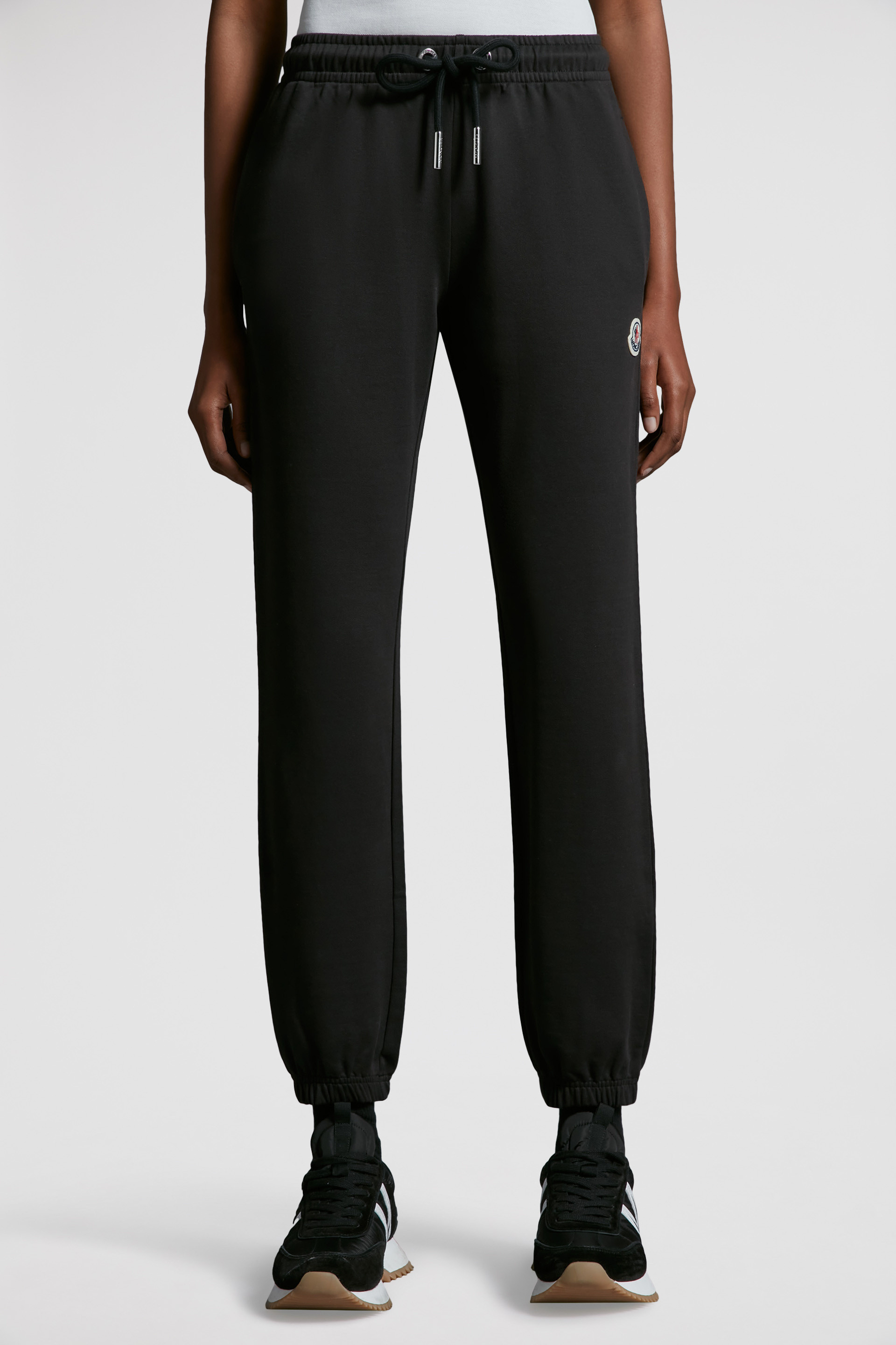 Black Logo Patch Cotton Sweatpants - Pants \u0026 Shorts for Women | Moncler US