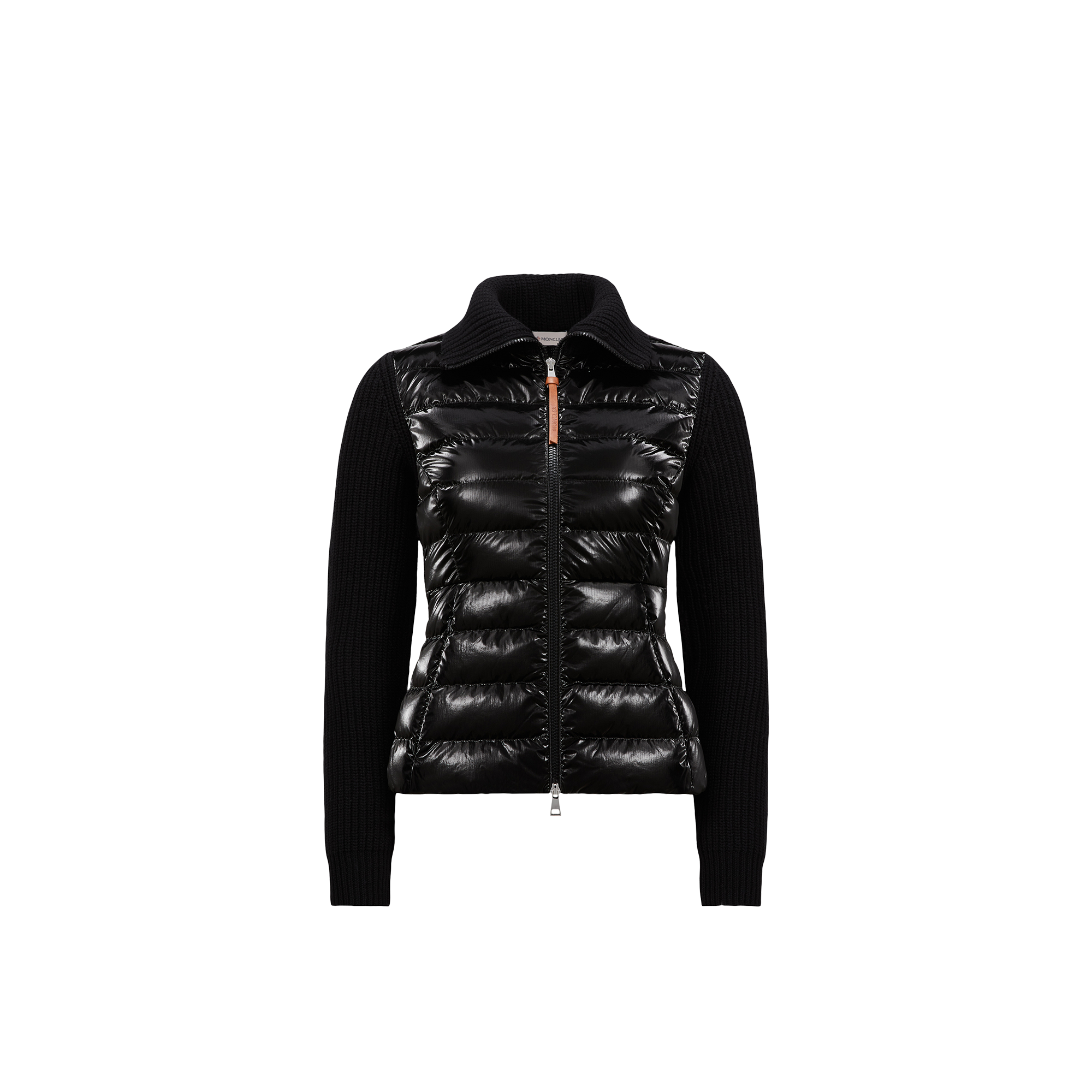 Moncler Puffer Knit Cardigan In Black