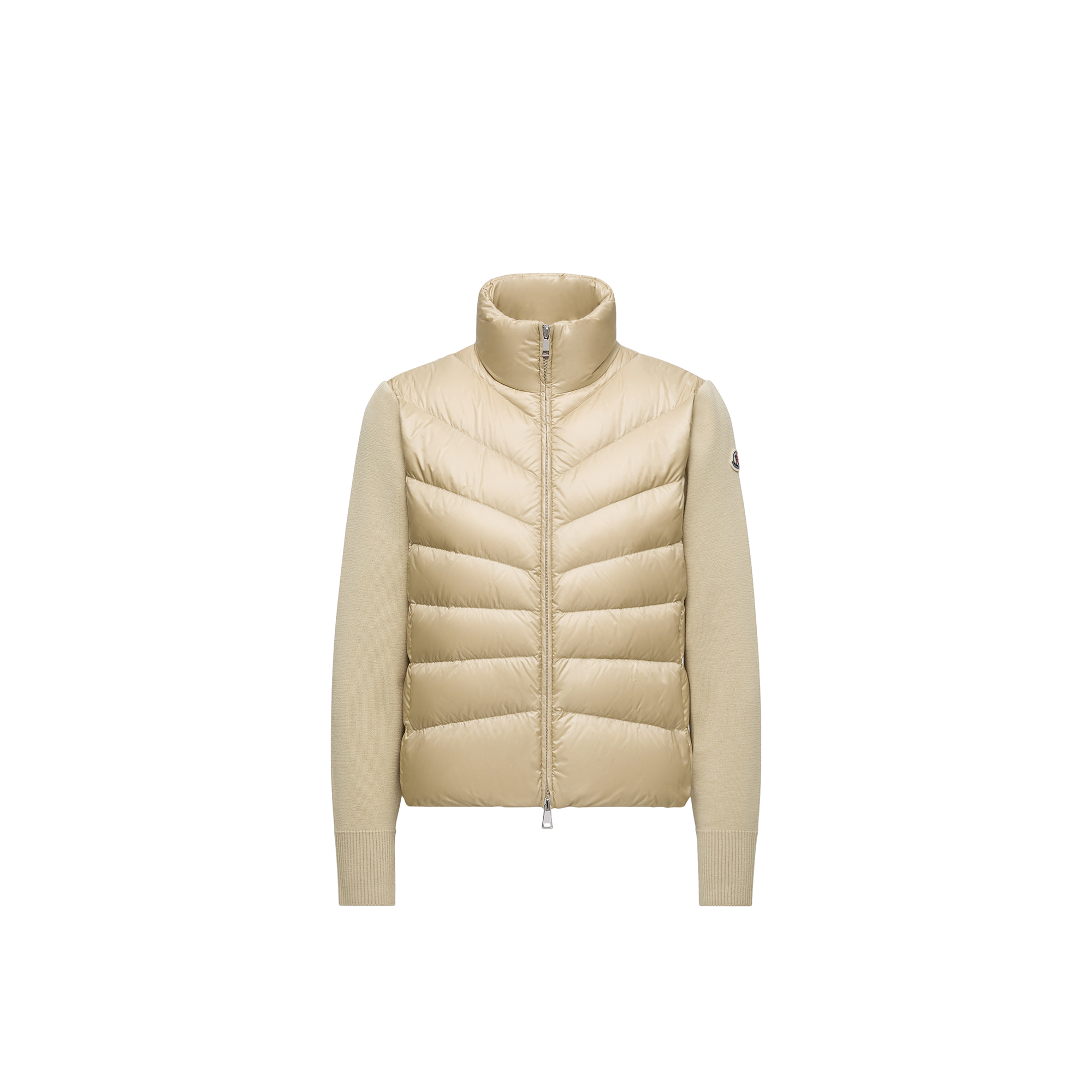 Moncler Cardigan Matelassé En Laine In Beige