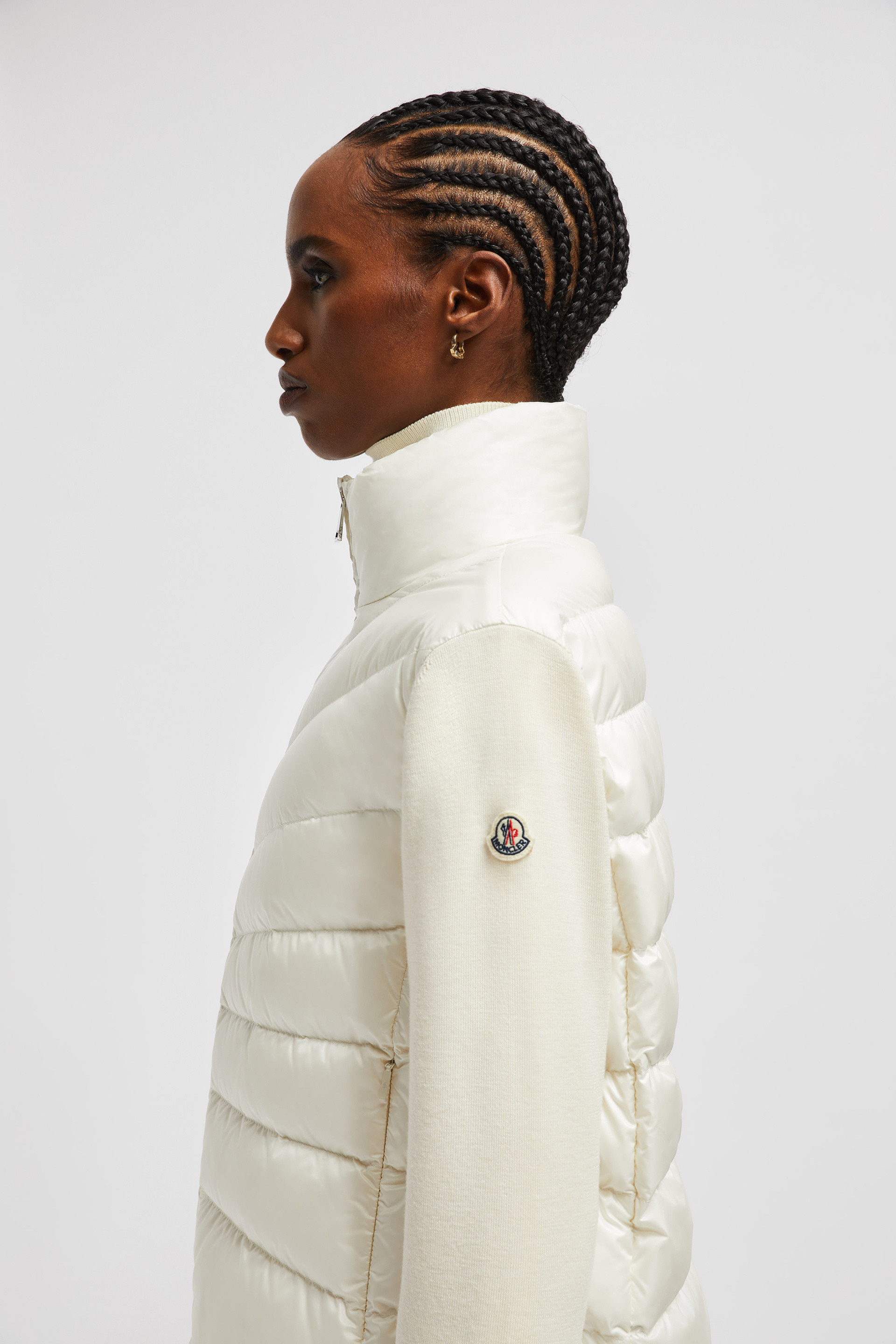 White Padded Wool Cardigan - Sweaters & Cardigans for Women