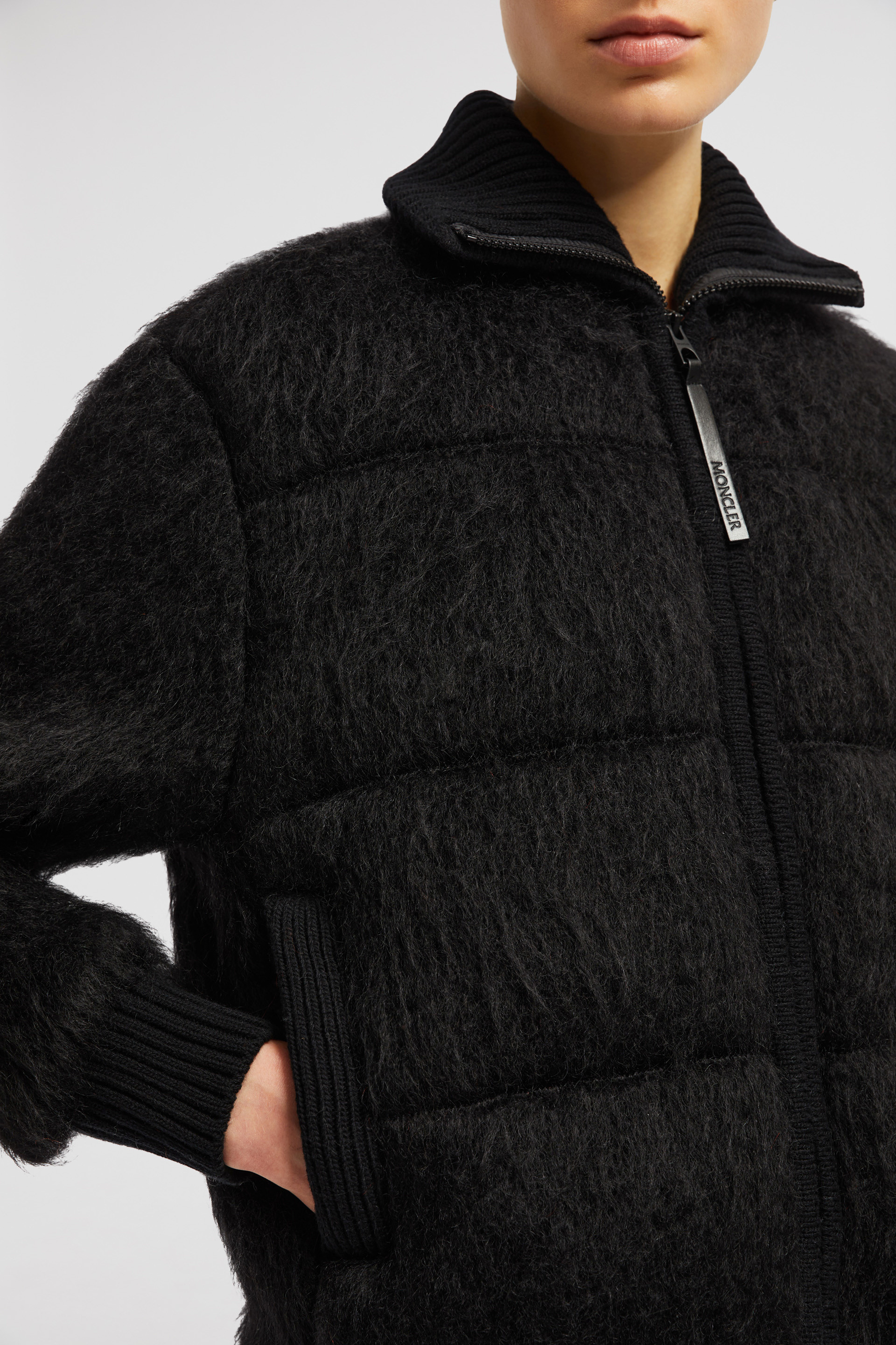 Moncler Padded Wool & Mohair Zip-Up Cardigan ★関税込★ Black Padded Wool & Mohair Zip-Up Cardigan - Sweaters