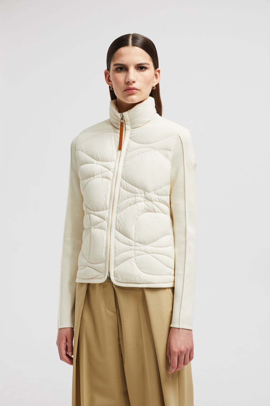Moncler Cardigan blu navy imbottito in lana K29519B00005