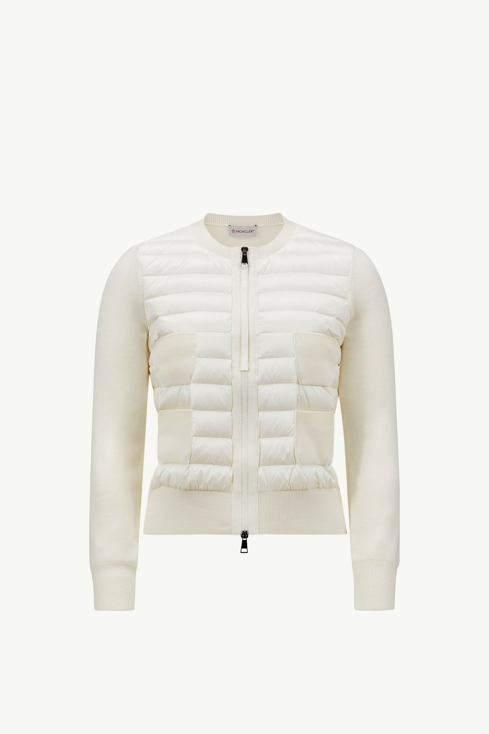 White Padded Wool Zip-Up Cardigan - Sweaters & Cardigans for White Padded Wool Zip-Up Cardigan - Sweaters & Cardigans for