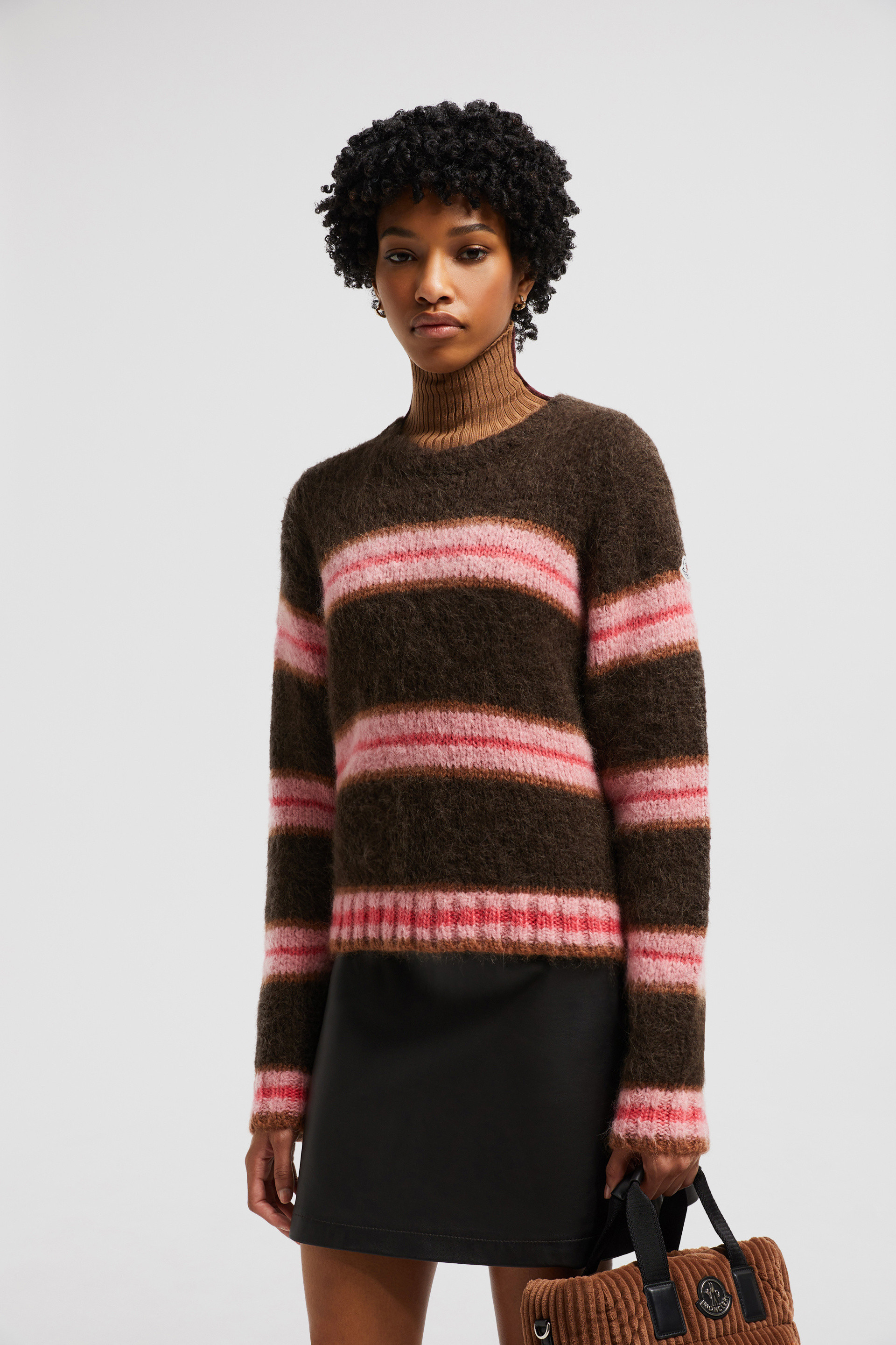 Brown Striped Alpaca Blend Sweater Sweaters Cardigans for Women Moncler CA