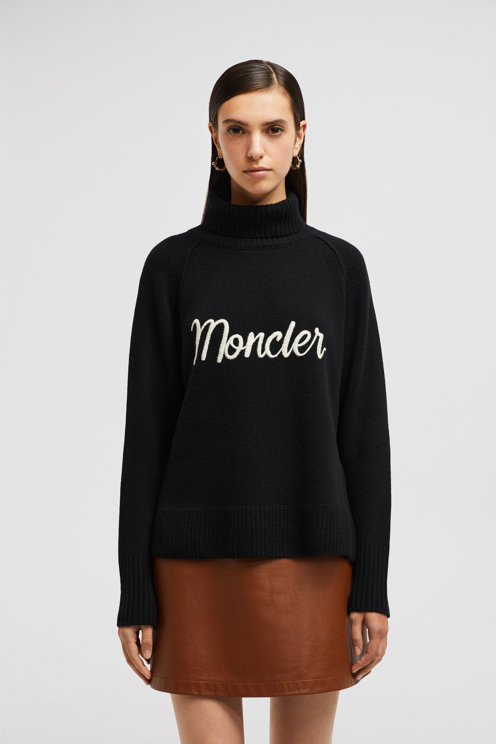 Black Cashmere Wool Turtleneck Sweater Sweaters Cardigans for Women Moncler CA