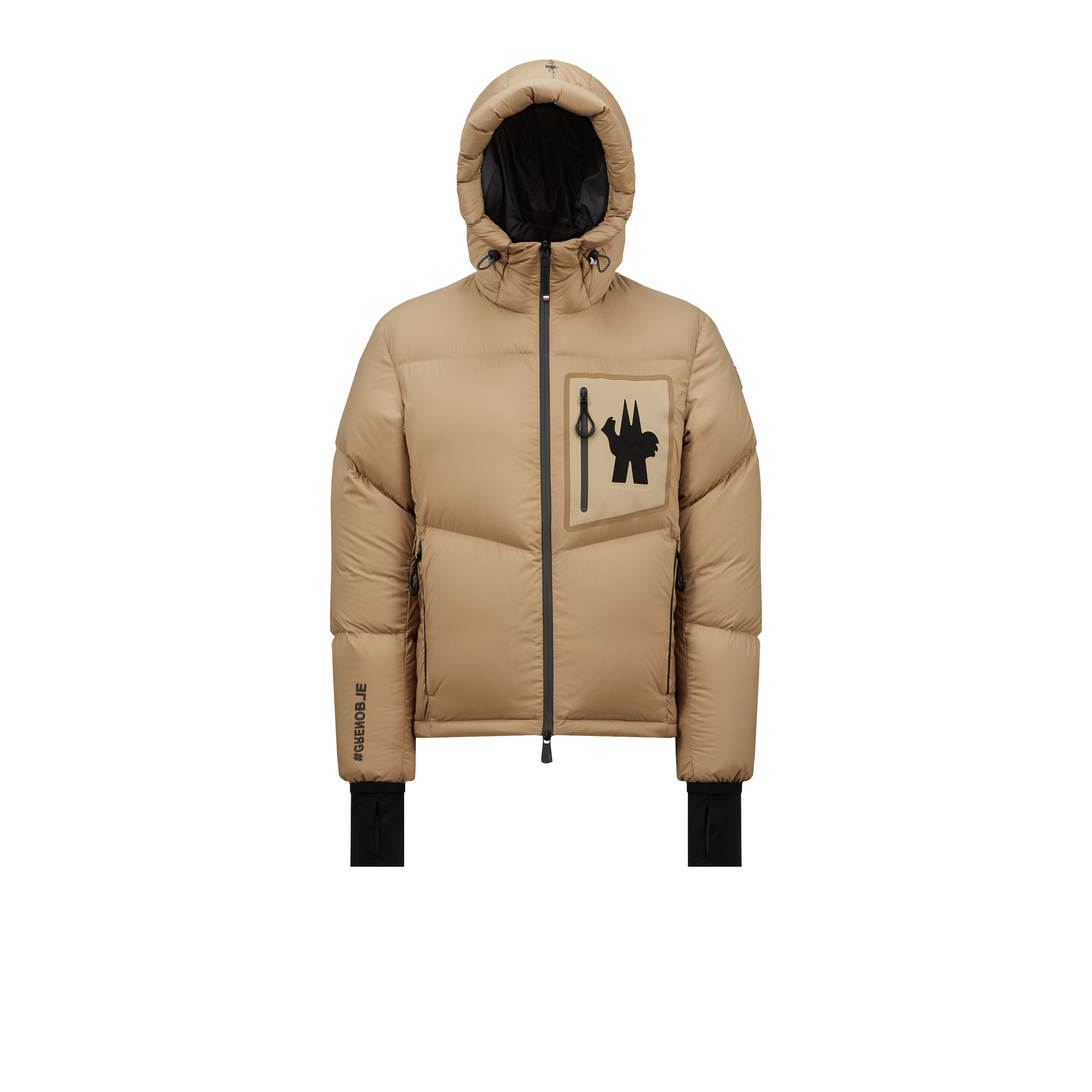 Moncler Mandres Hooded Short Down Jacket, Men, Beige, Size: 6 In Beige