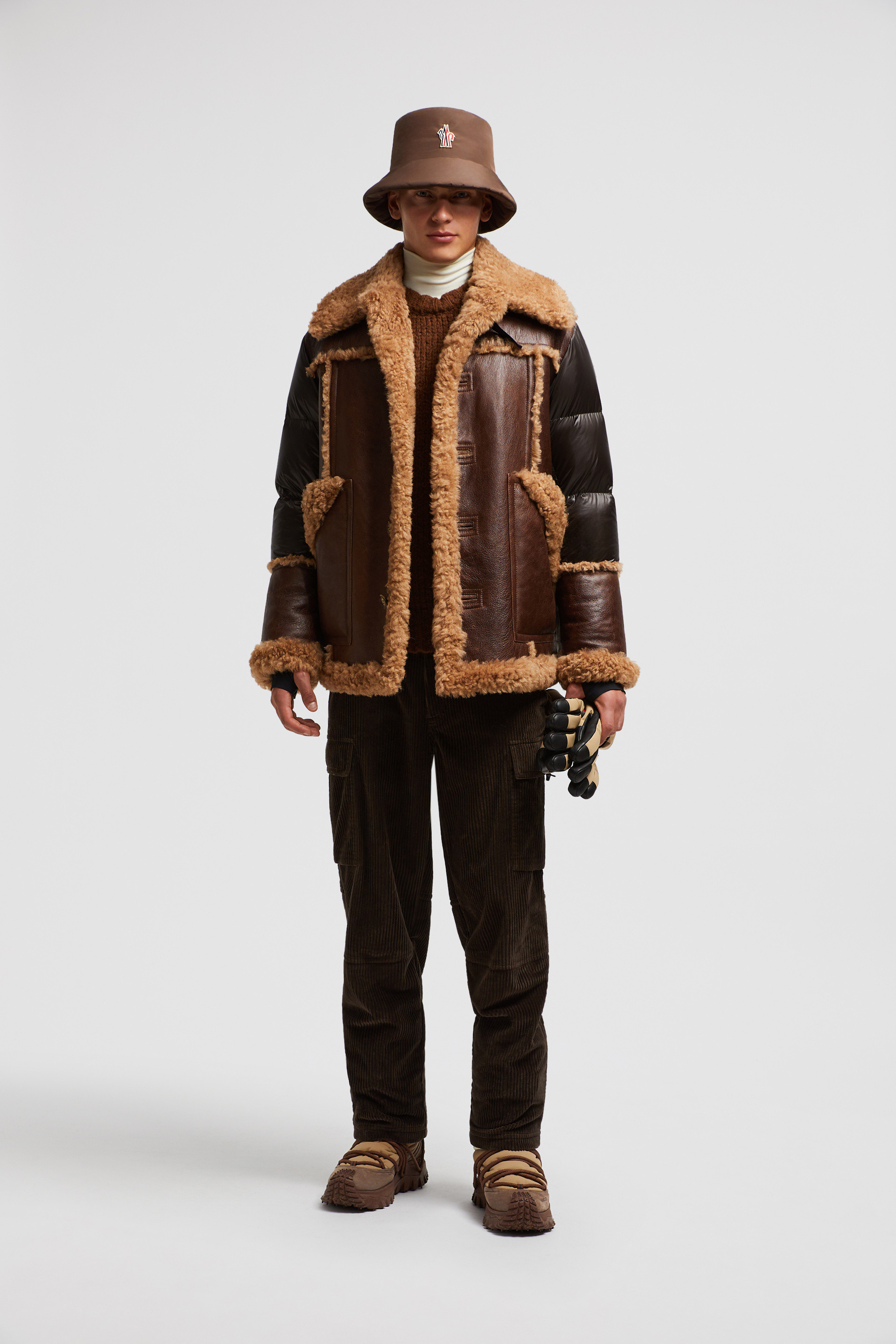 Dark Brown Elbrus Shearling Short Down Jacket - Short Down