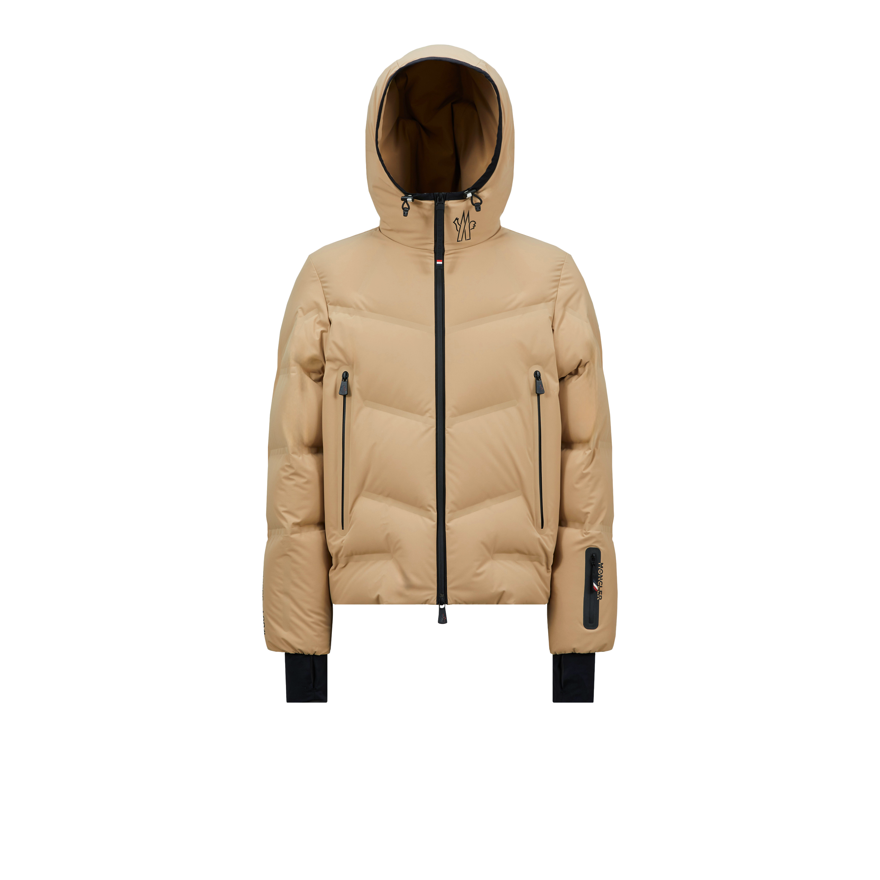 Shop Moncler Doudoune Courte Arcesaz In Beige