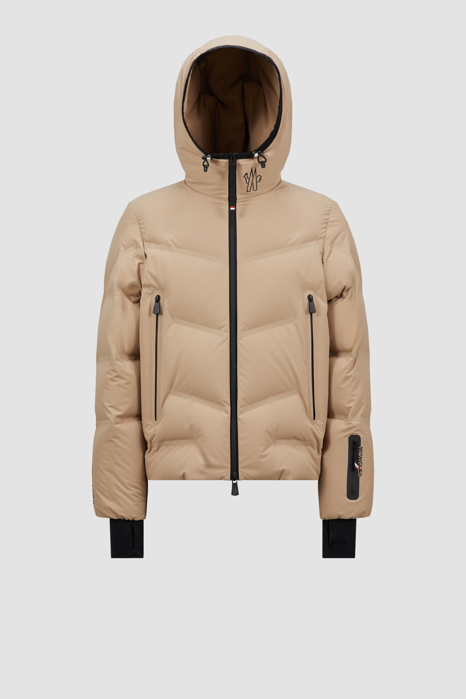 Moncler Arcesaz Zip Front Jacket Open Beige