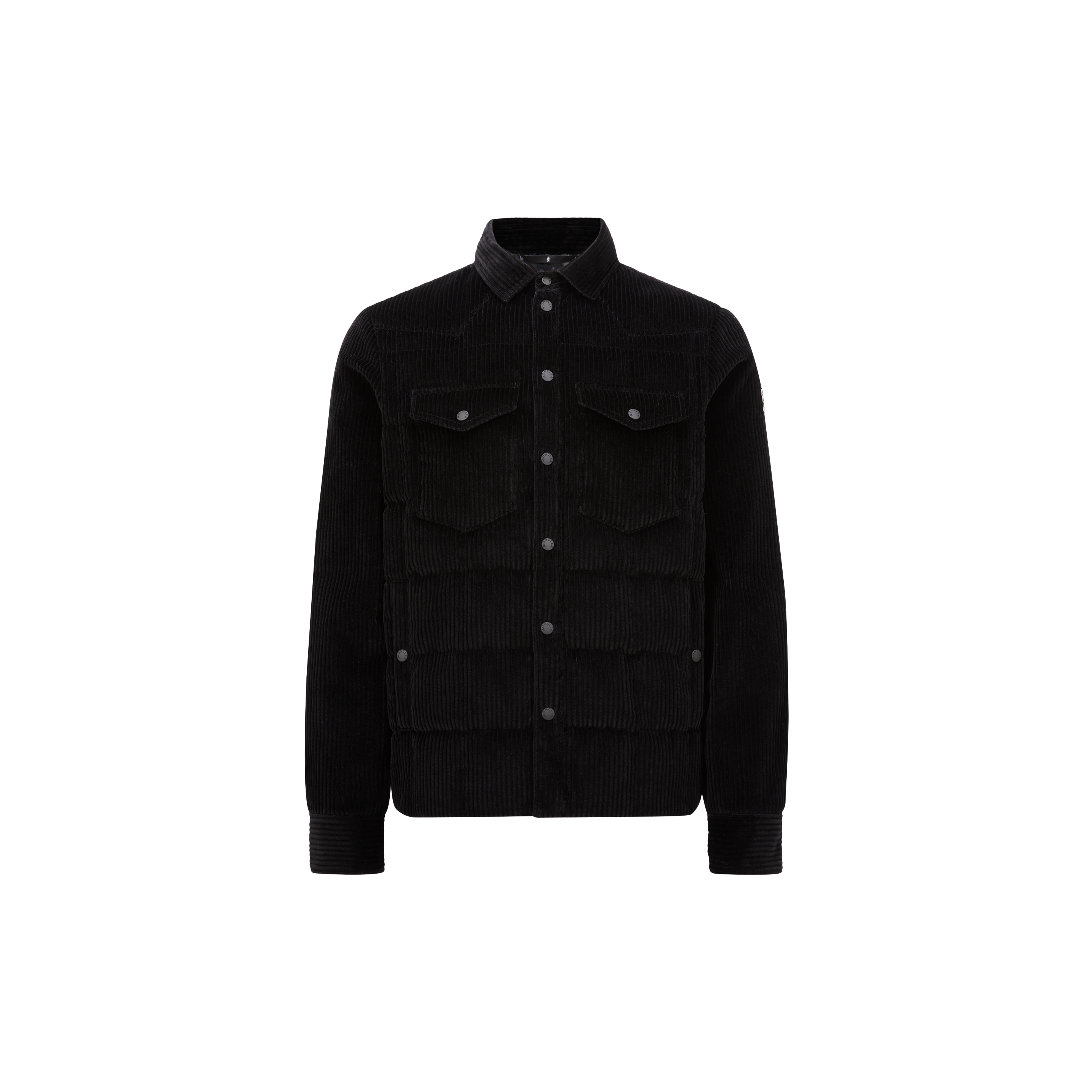 Shop Moncler Doudoune-chemise Gelt Côtelée In Black