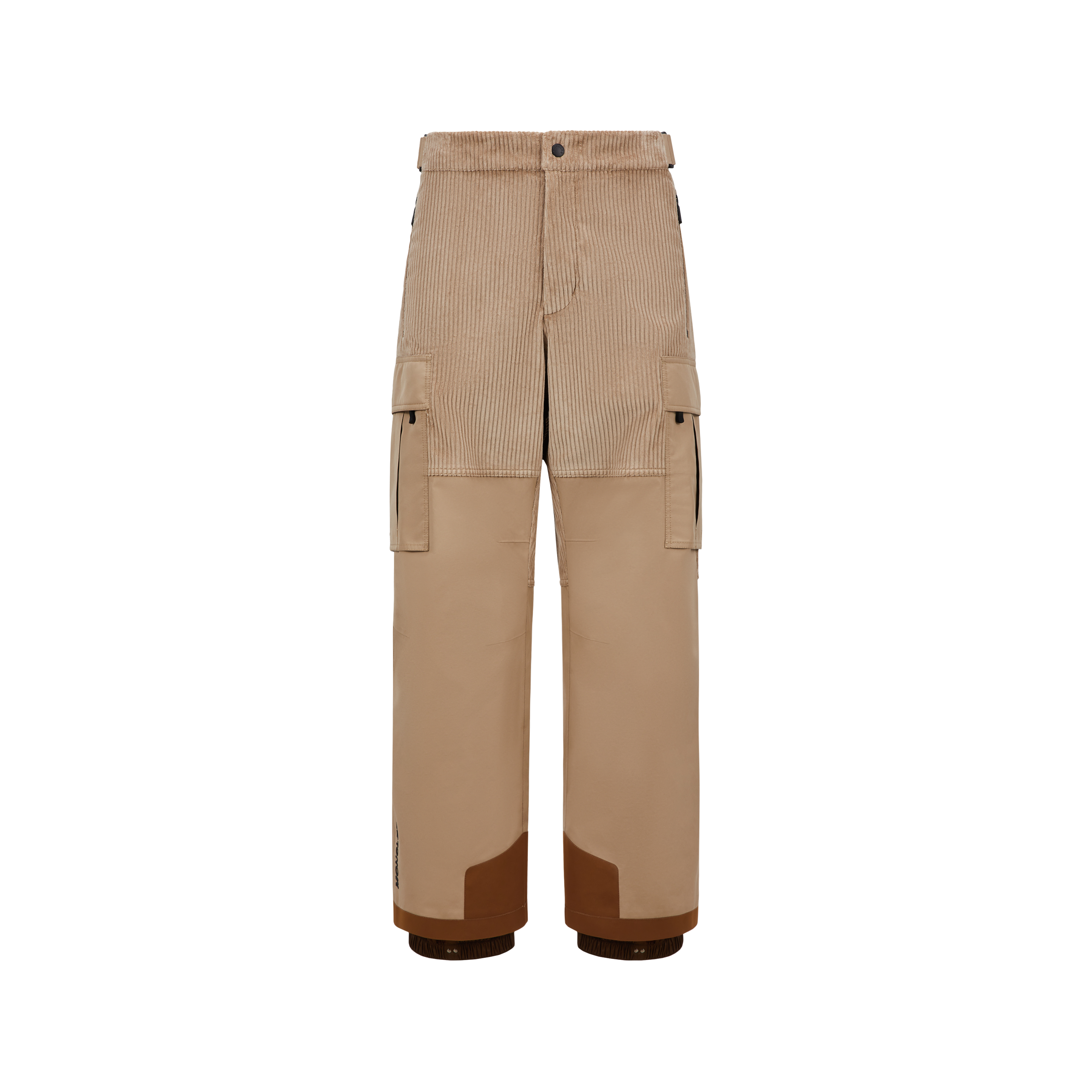 Shop Moncler Padded Technical Corduroy Ski Pants Beige