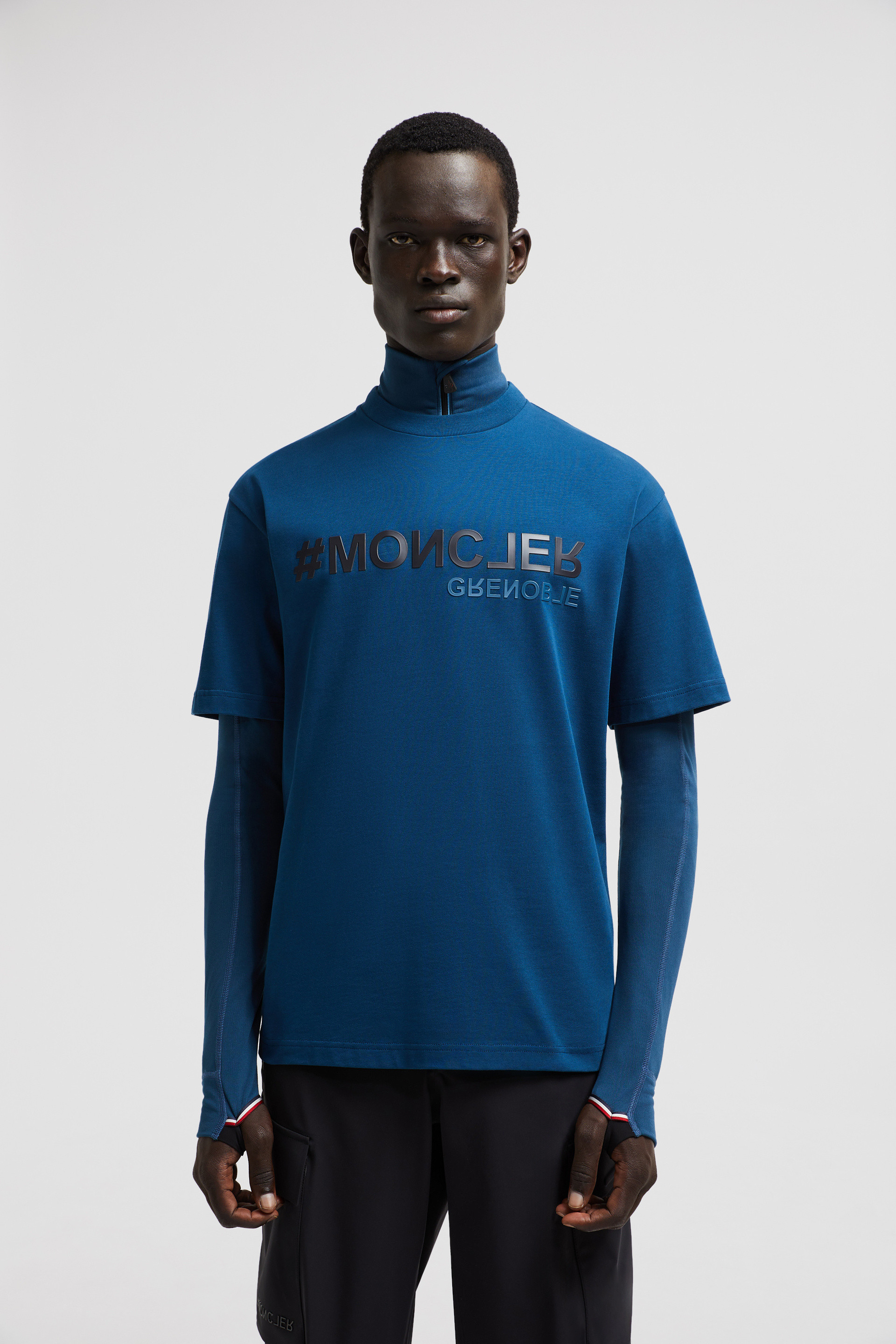 Blue Logo Cotton T-Shirt - Polos & T-shirts for Men | Moncler CY