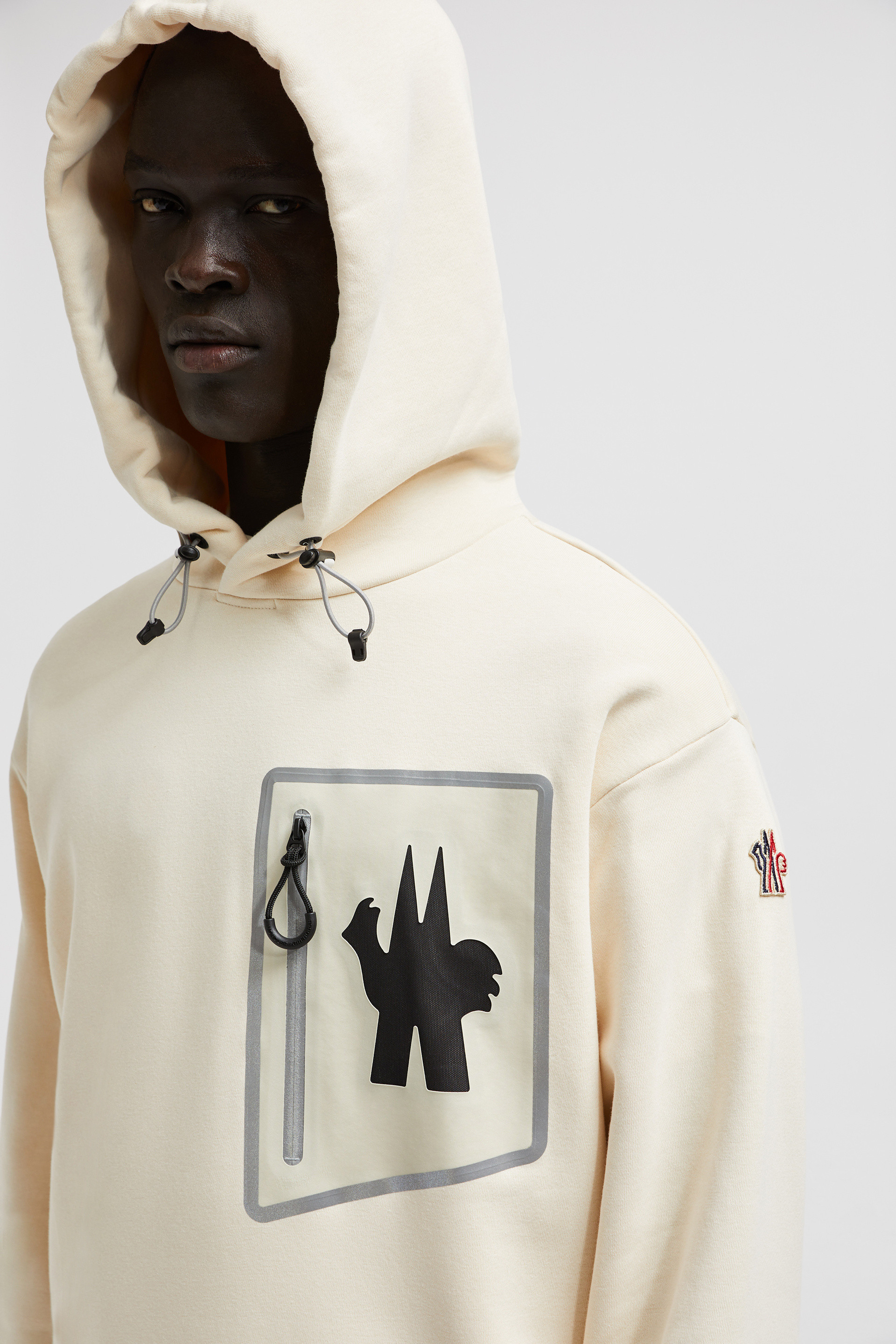 Moncler white hoodie best sale