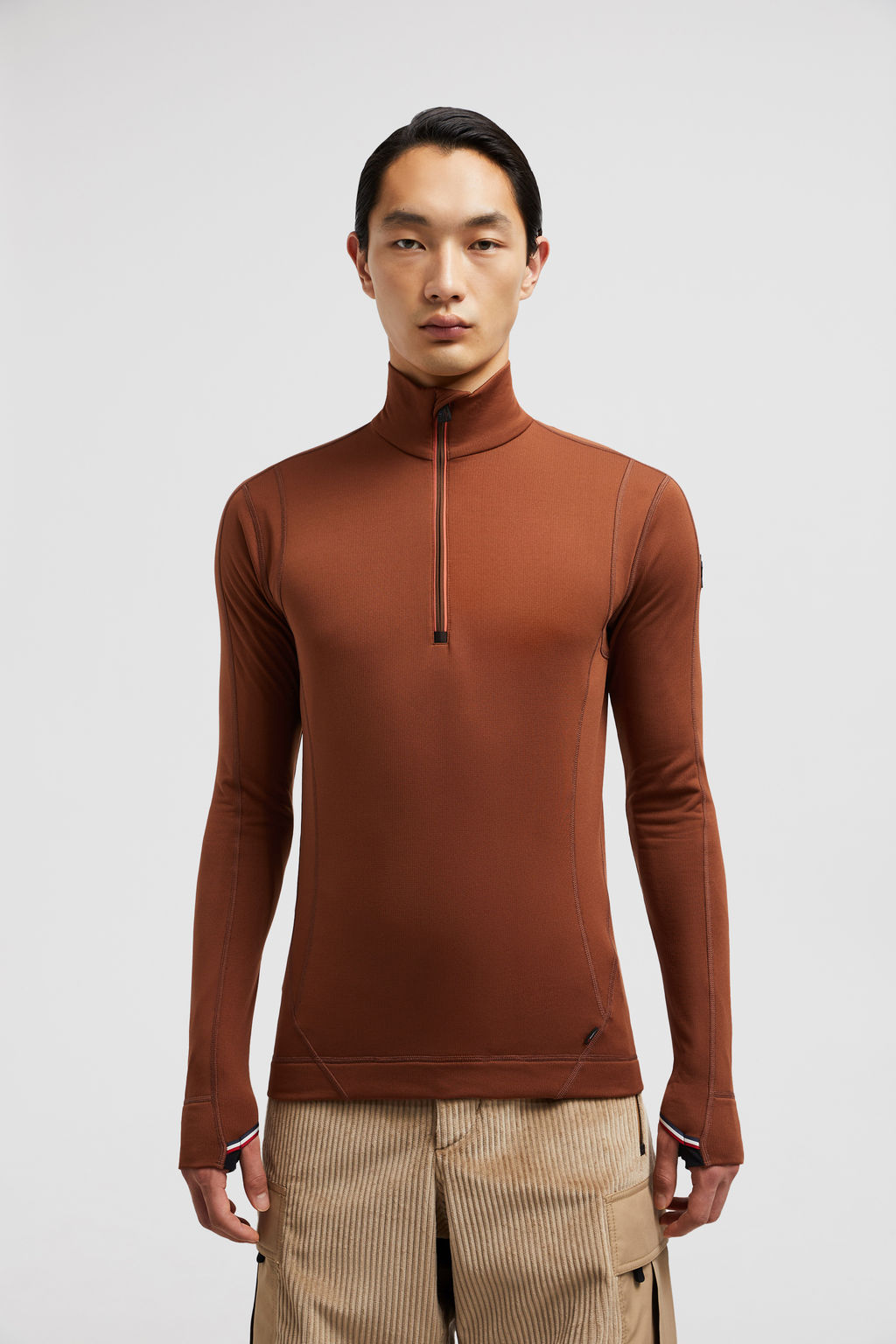 Felpe da uomo senza cappuccio, colletto alto con chiusura lampo 1/4, a maniche lunghe, con imbottitura interna in pile, tinta unita, da uomo, per autunno e inverno, a maniche lunghe, Ag., S