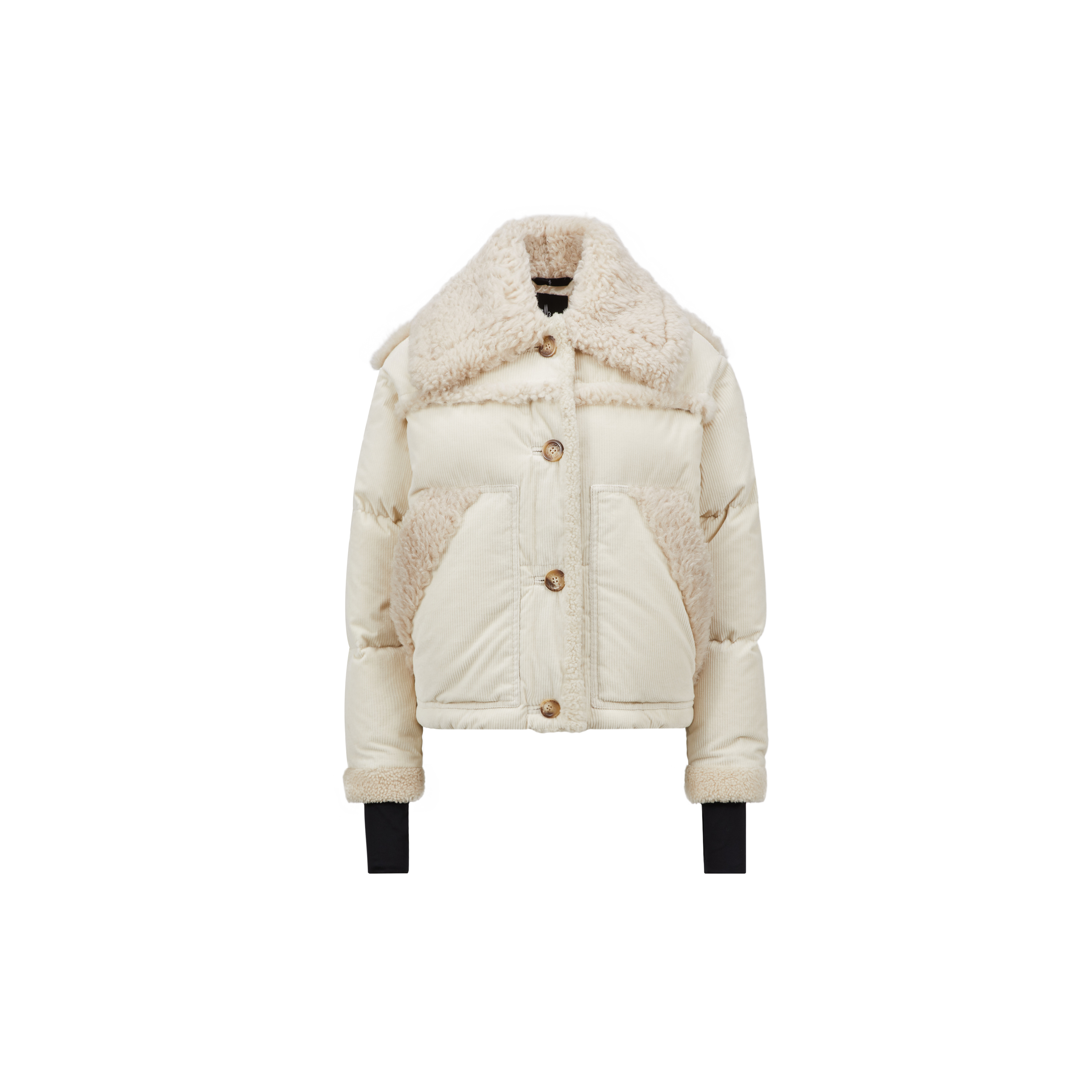 Shop Moncler Doudoune Caleu En Velours Côtelé In White