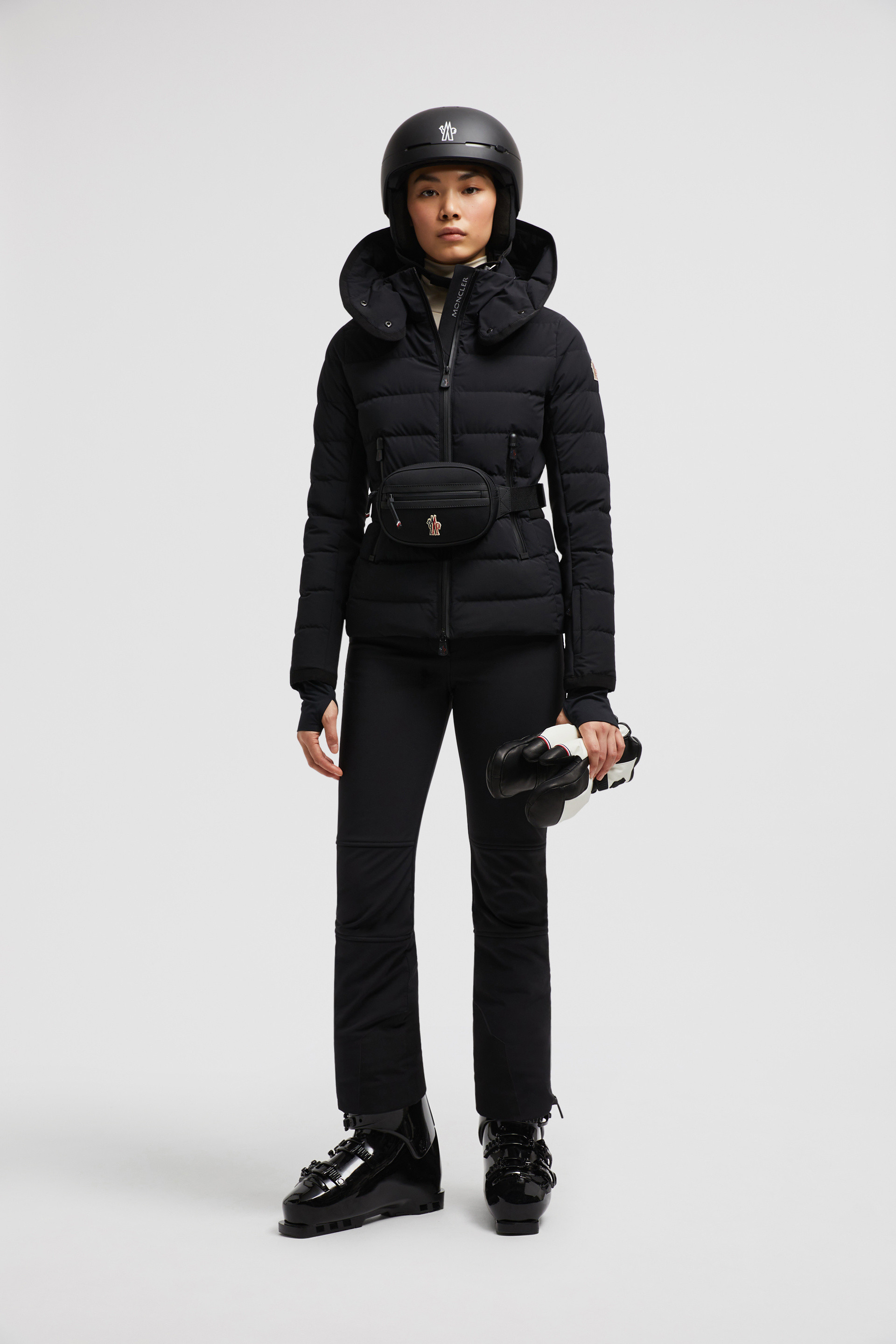 Black Lamoura Hooded Ski Down Jacket Short Down Jackets for Women Moncler HK