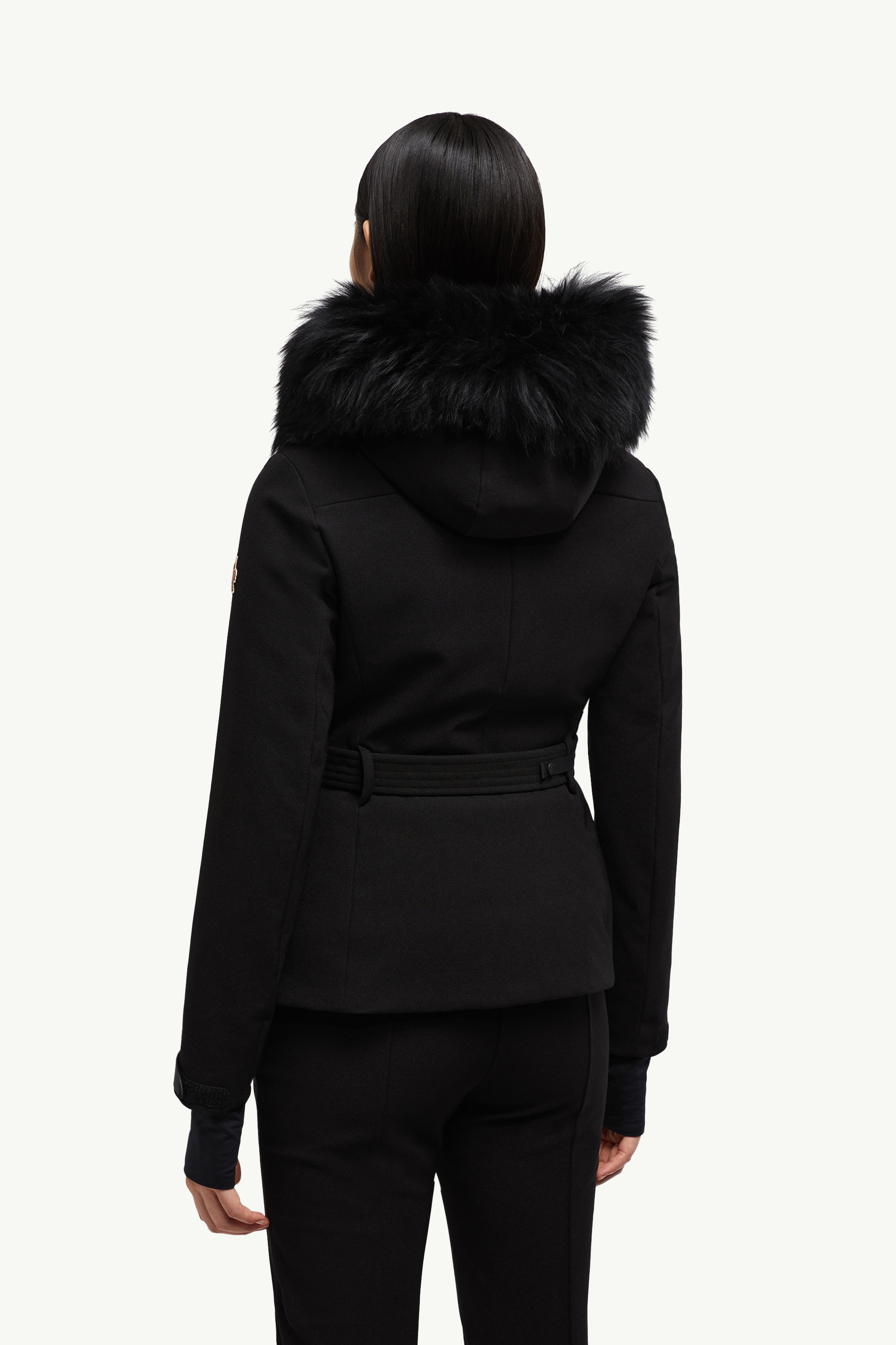 Black Bauges Hooded Shearling Down Ski Jacket - Short Down