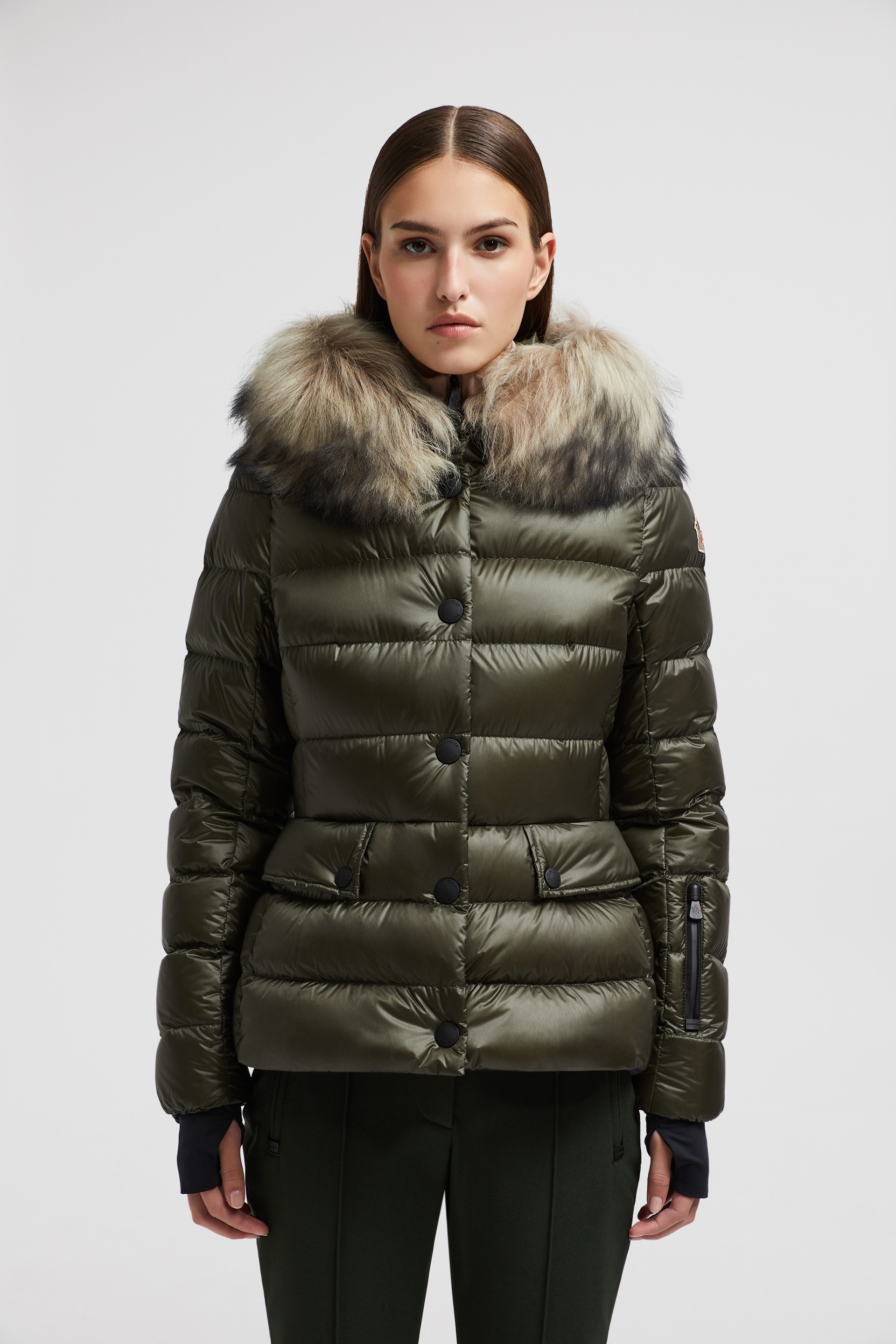 Armoniques Hooded Shearling Short Down Jacket Size 00