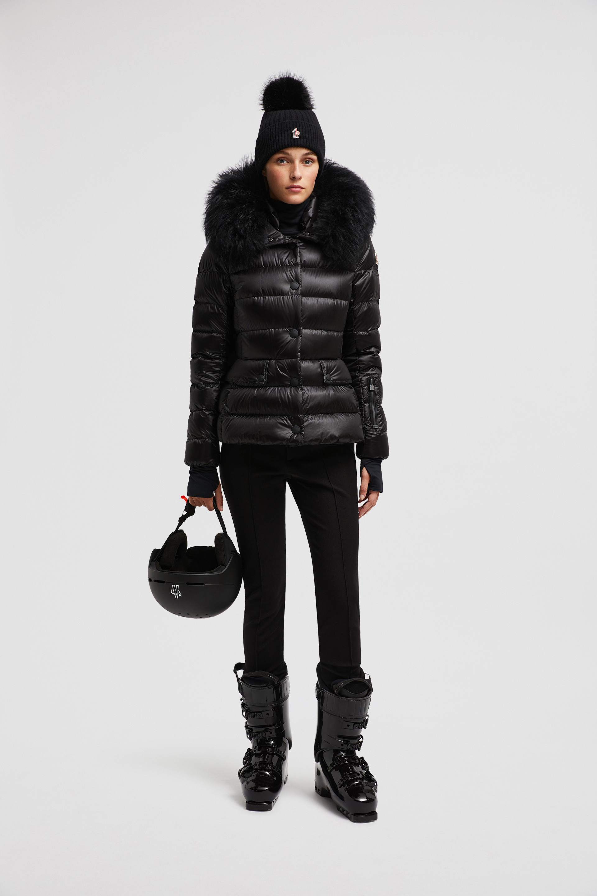 Black Armoniques Hooded Shearling Short Down Jacket Short Down Jackets for Women Moncler PL