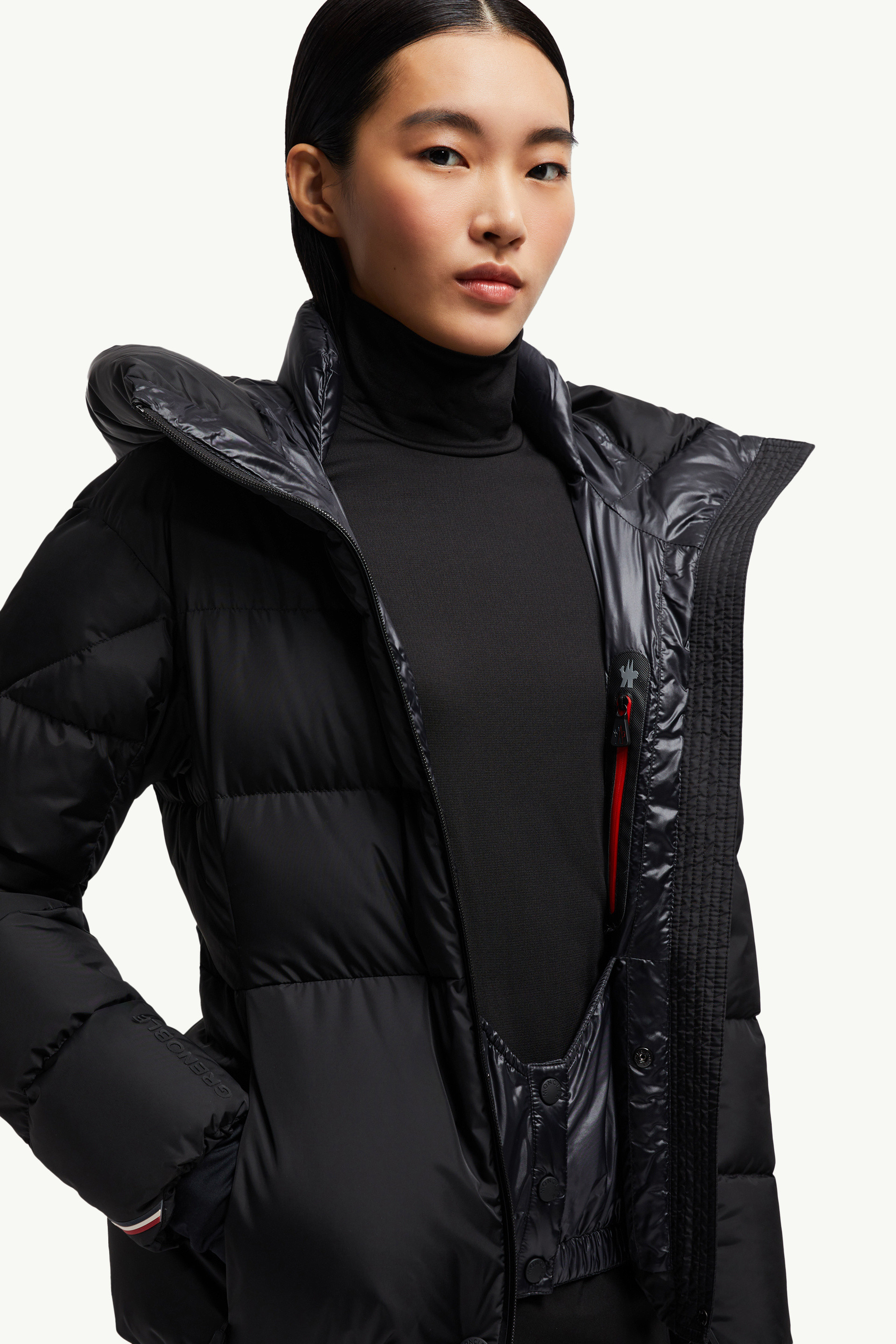 Black Bouquetin Hooded Down Ski Jacket - Short Down Jackets