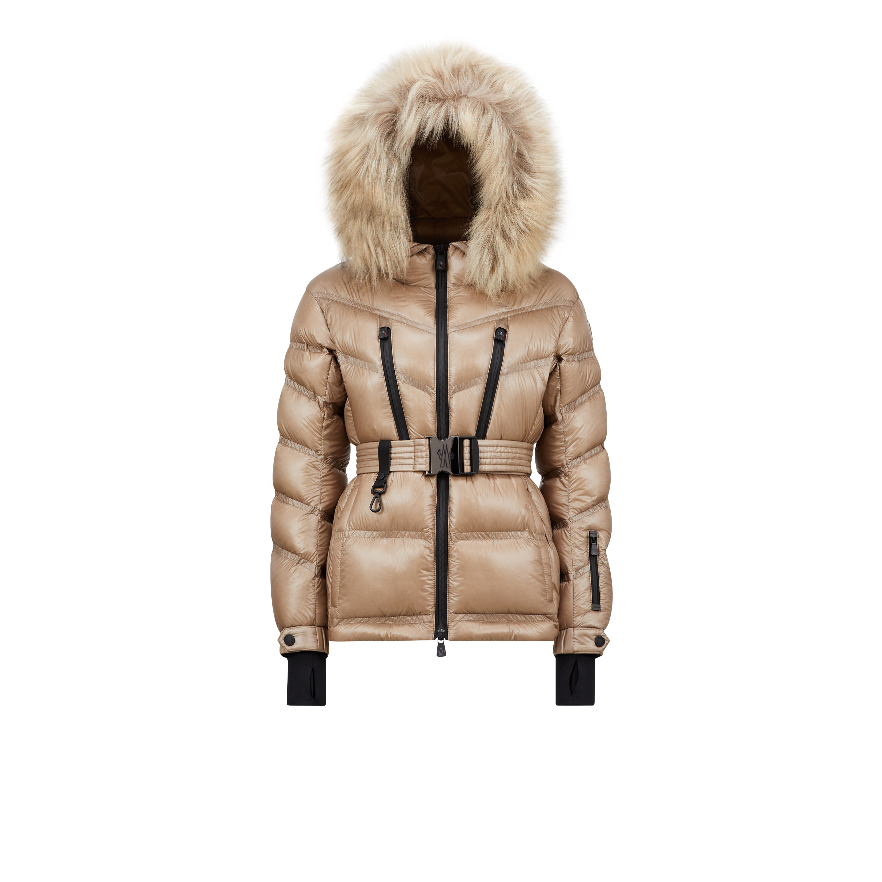 Shop Moncler Doudoune Courte Bernins In Beige