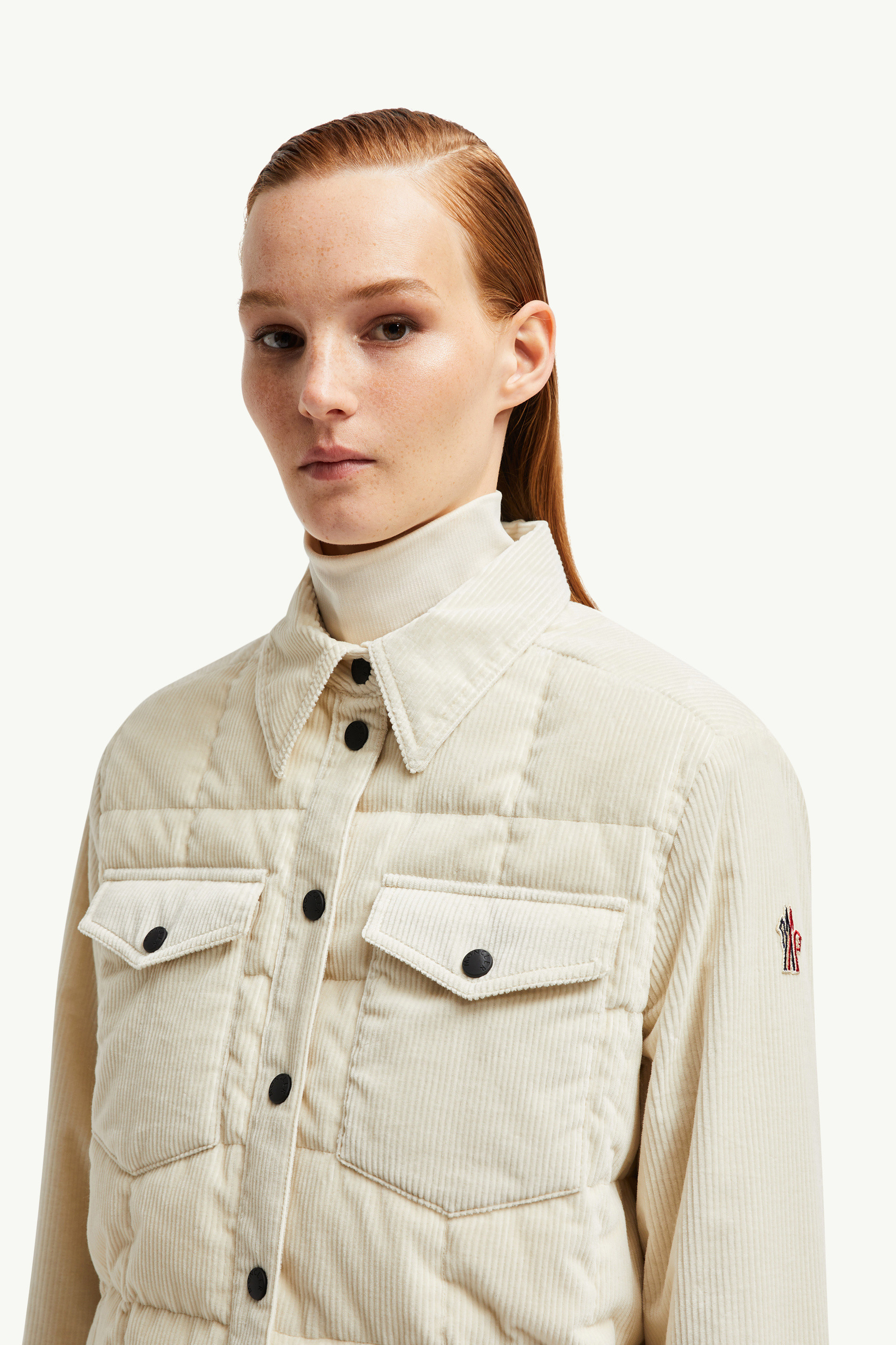 White Ivory Paulet Corduroy Down Shirt Jacket - Short Down