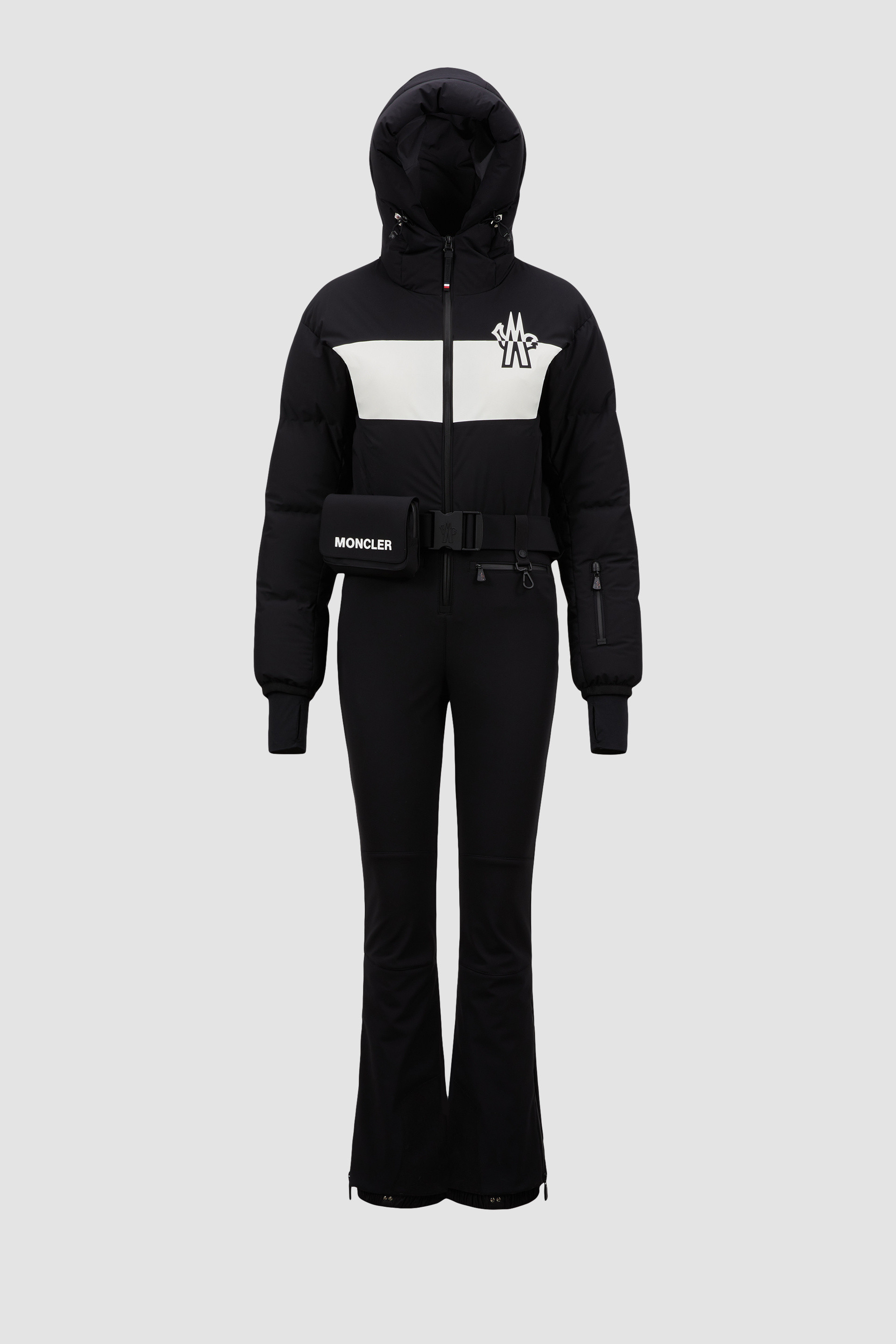 Black White Down Filled Ski Suit Trousers Shorts for Women Moncler BE