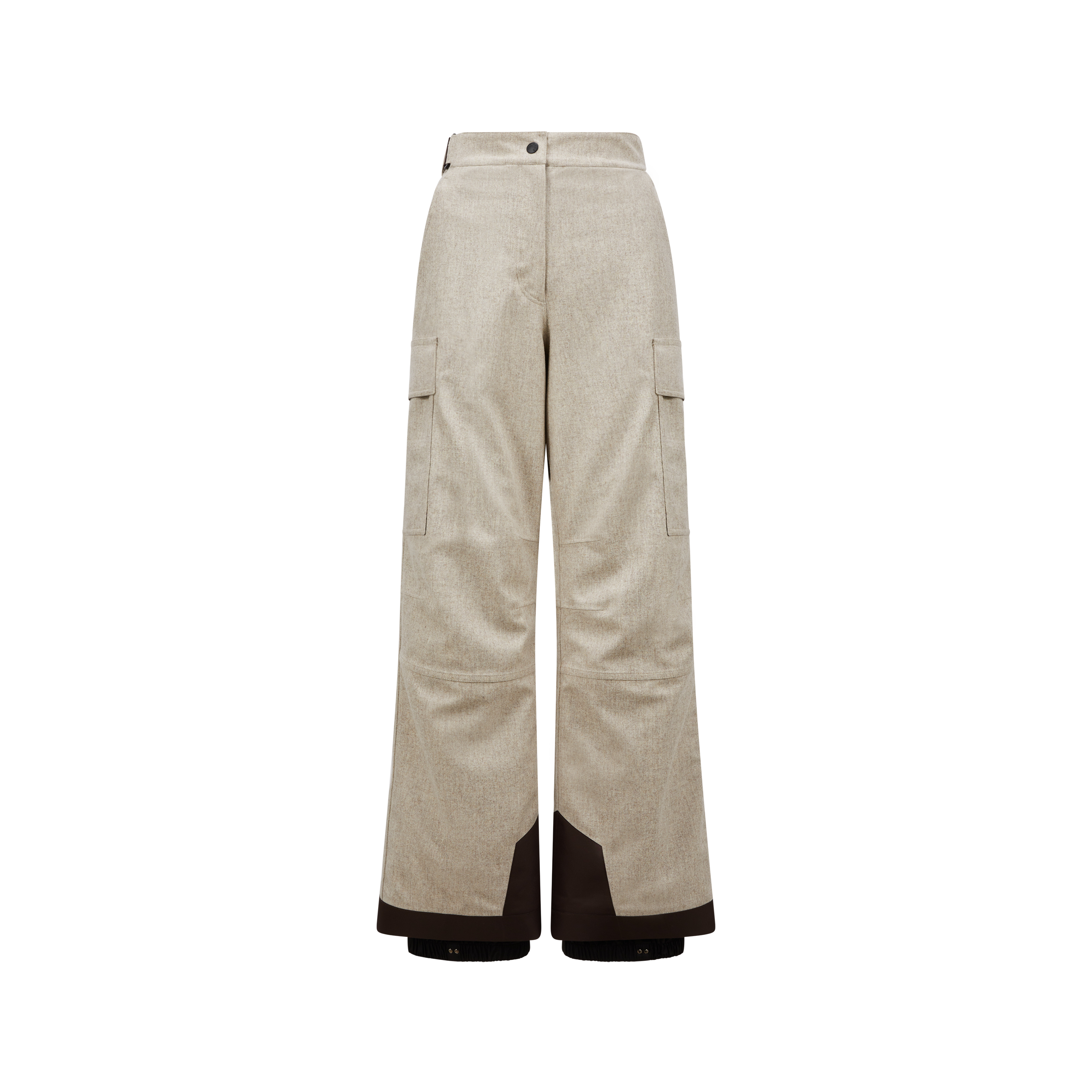 Shop Moncler Padded Technical Wool Ski Pants Beige