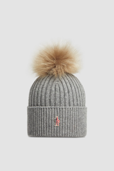 Gray Cashmere Beanie With Pom Pom Hats Beanies for Women Moncler JP